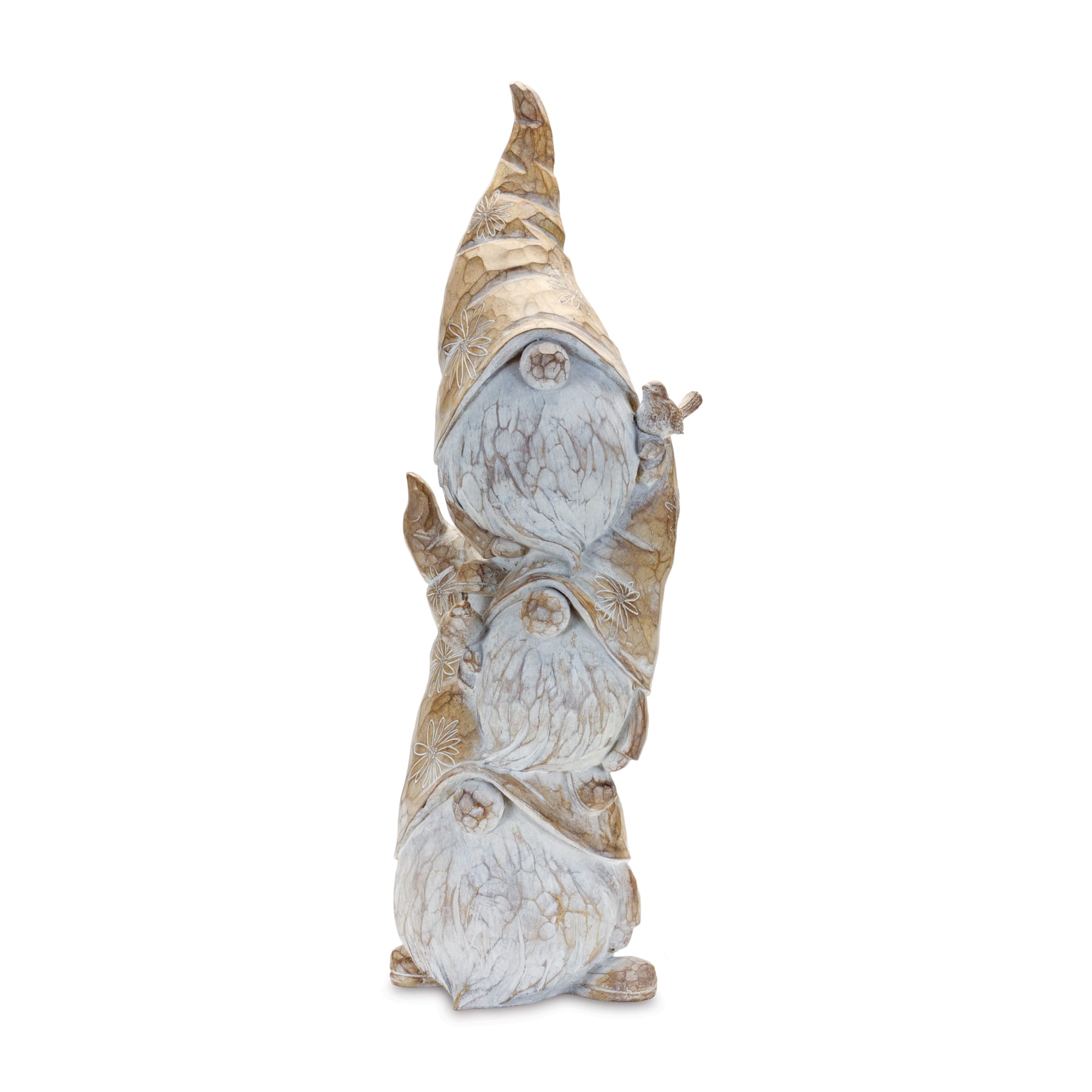 23" Carved Spring Gnome Stack