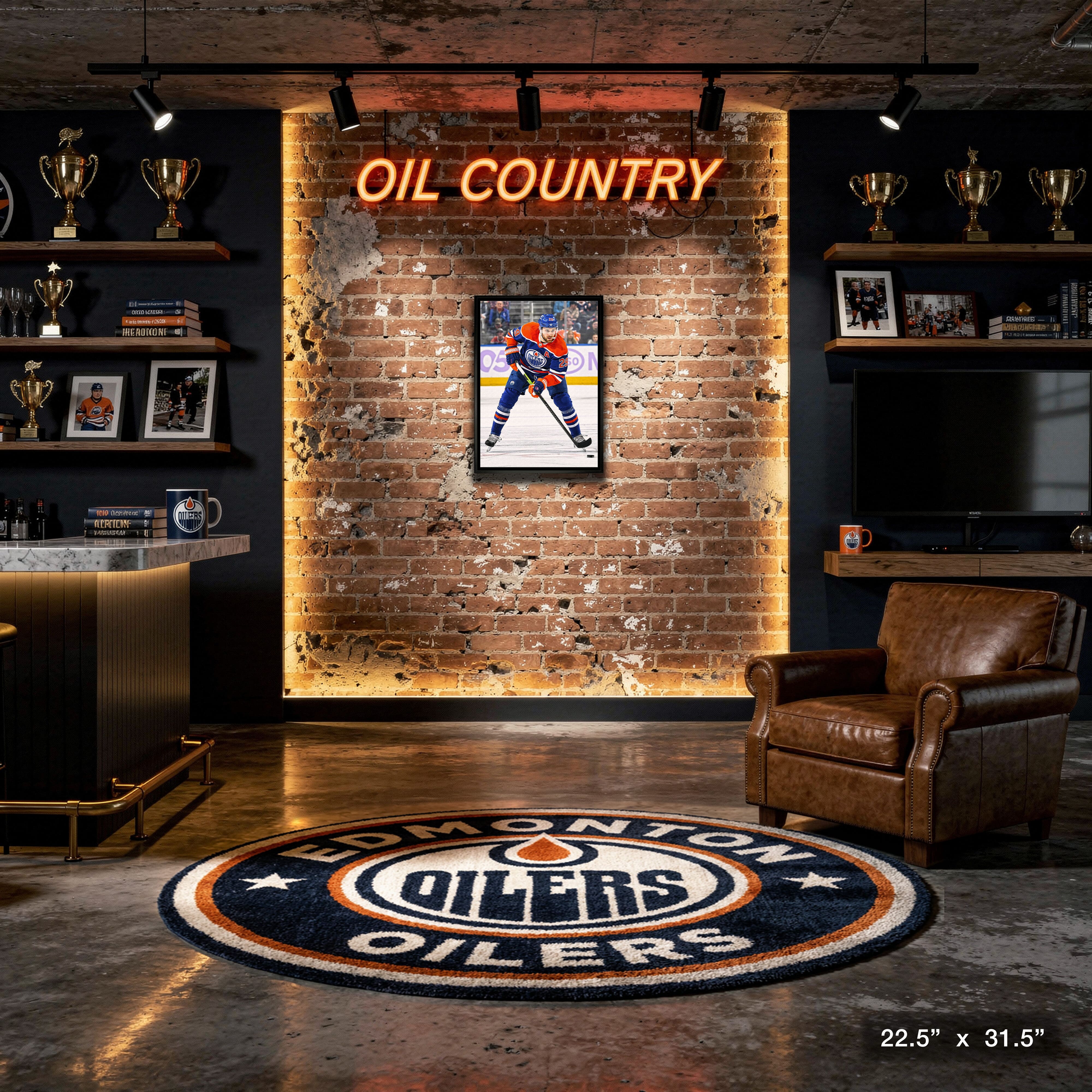 Leon Draisaitl Framed 20" x 29" Canvas Oilers Action-V 22.5" x 31.5"
