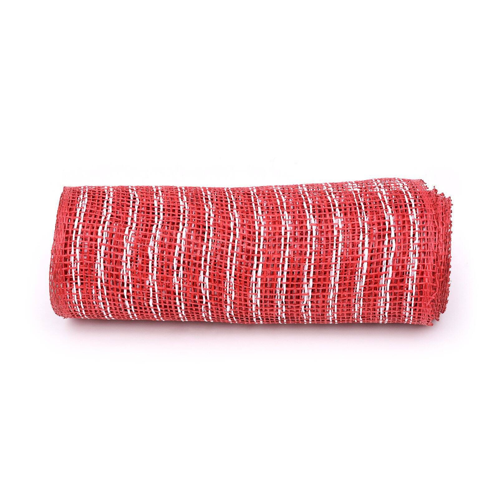 10" x 19ft. White & Red Window Poly Burlap Mesh by Celebrate It™