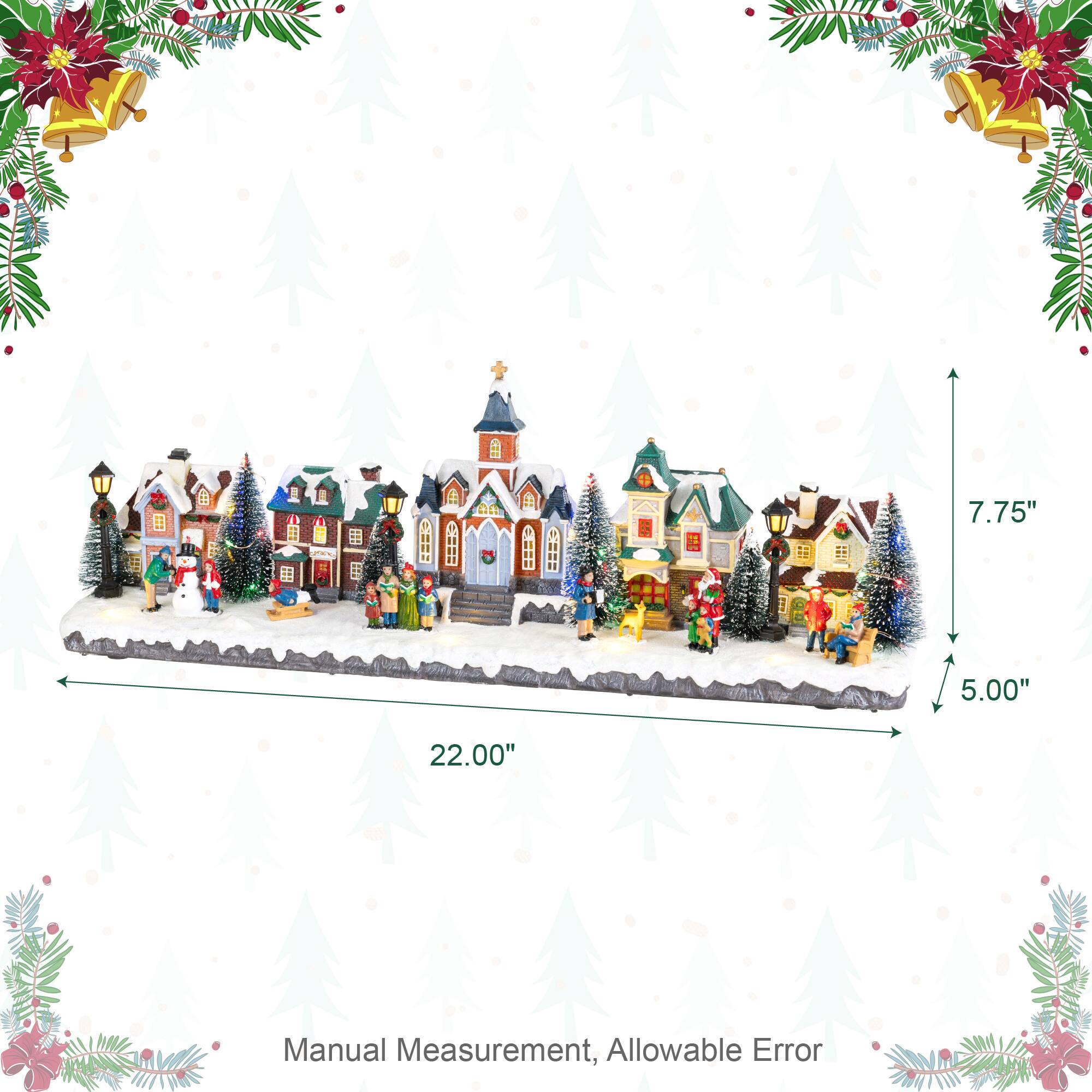 Glitzhome® 22" Lighted Christmas Santa Musical Resin Village with Timer