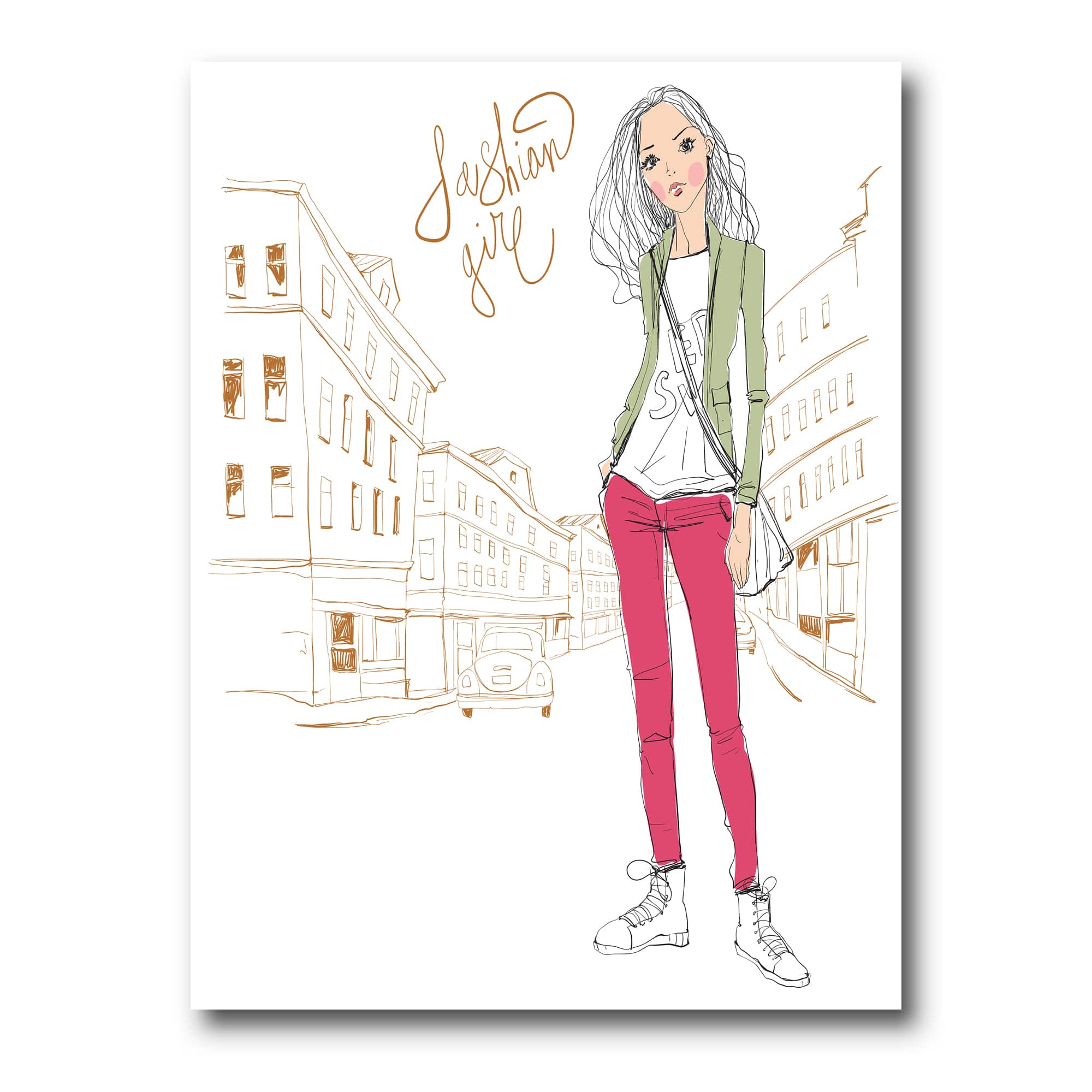 Designart - Trendy Fashion Girl II - Children's Art Canvas Wall Art Print