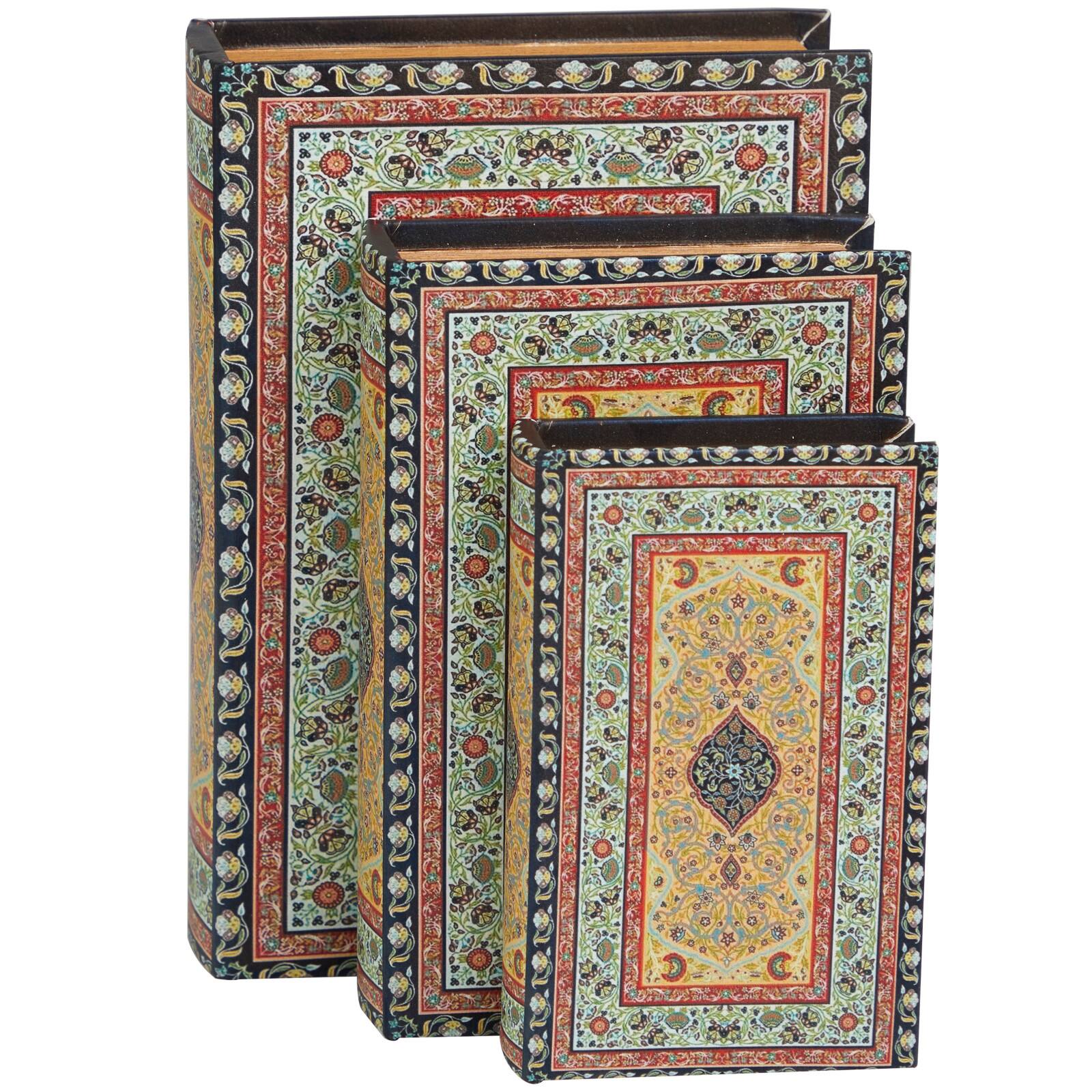 Arabesque Pattern Canvas Storage Book Box Set