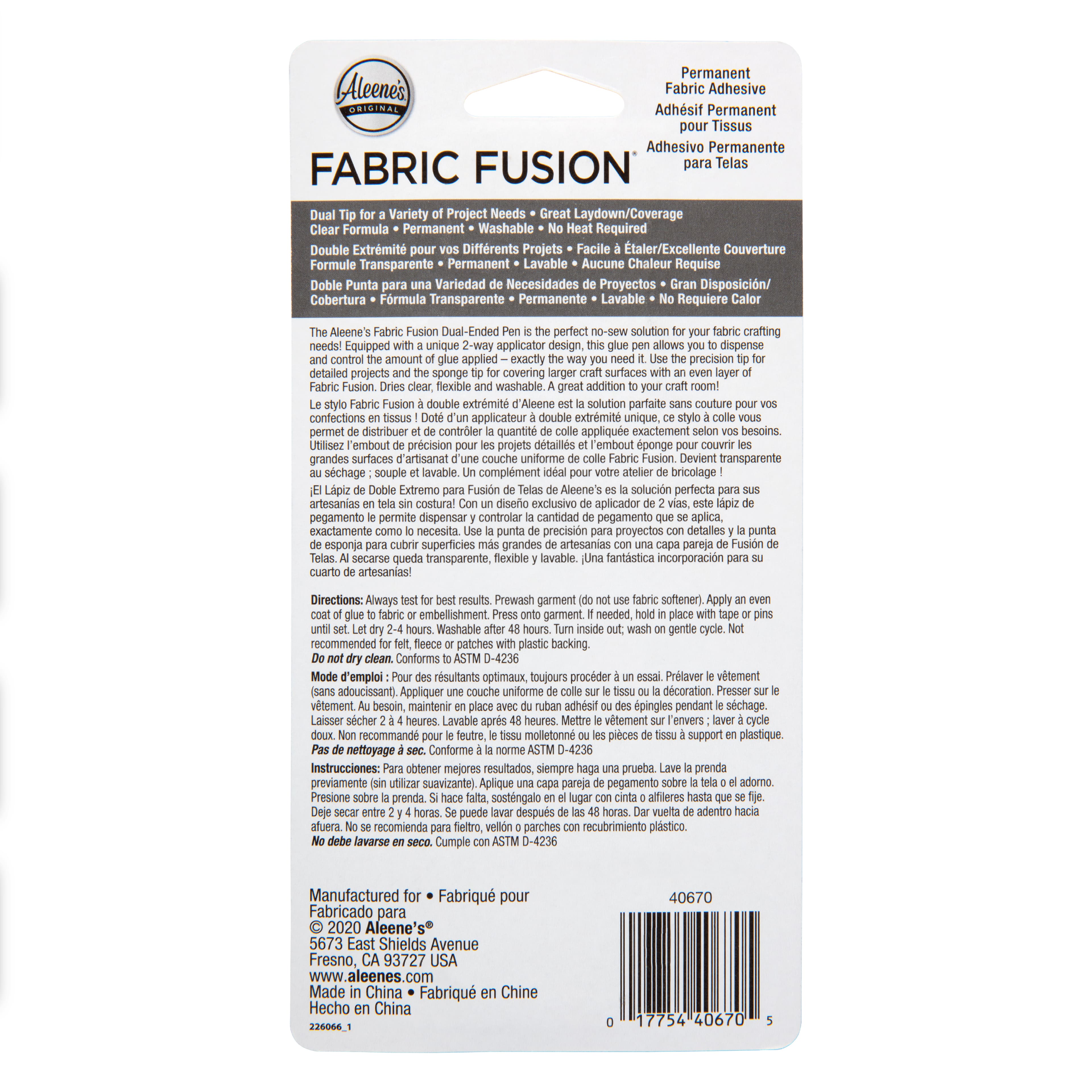 Aleene's® Original Fabric Fusion® Dual-Ended Permanent Fabric Adhesive Pen