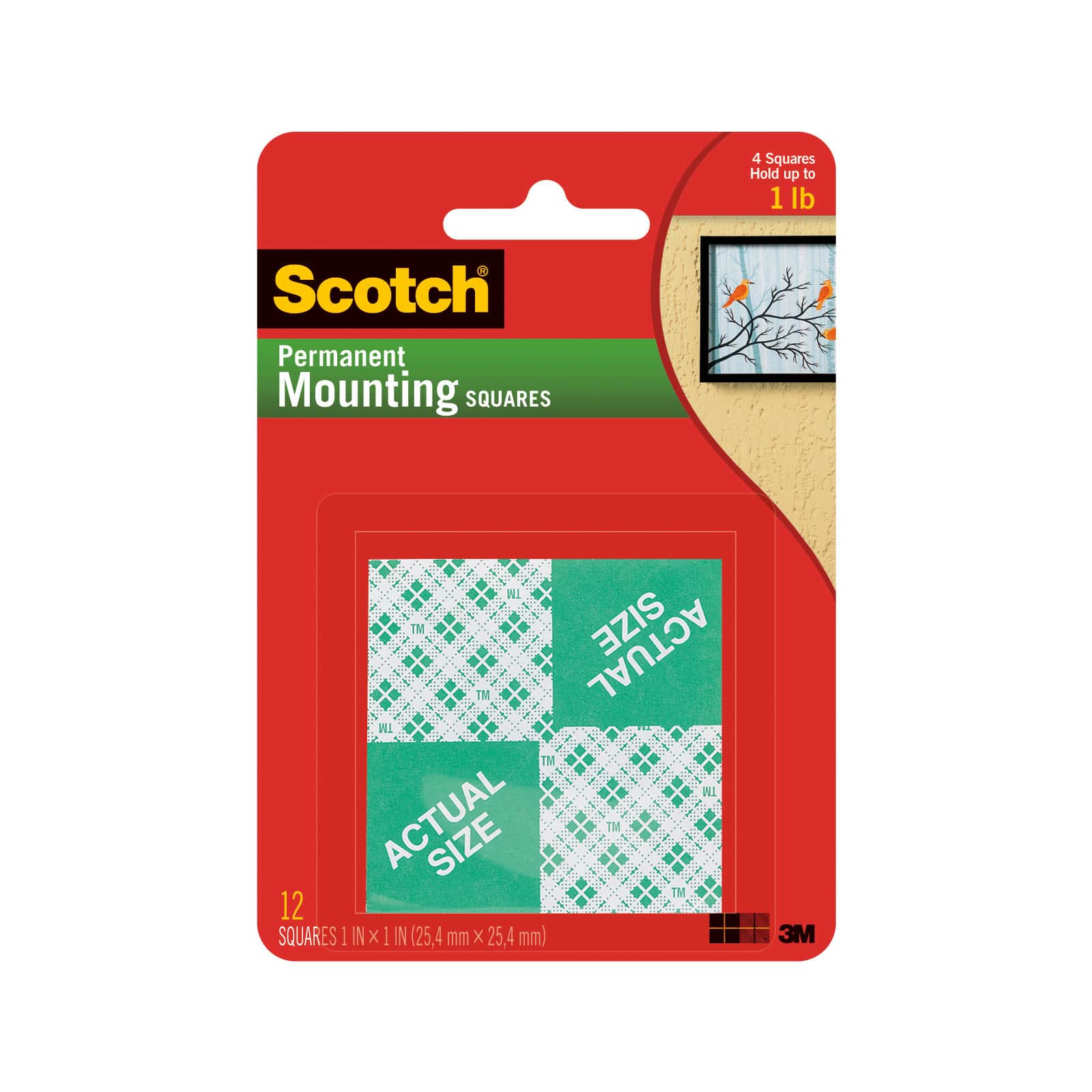 Scotch® 1" x 1" White Permanent Mounting Tape Squares