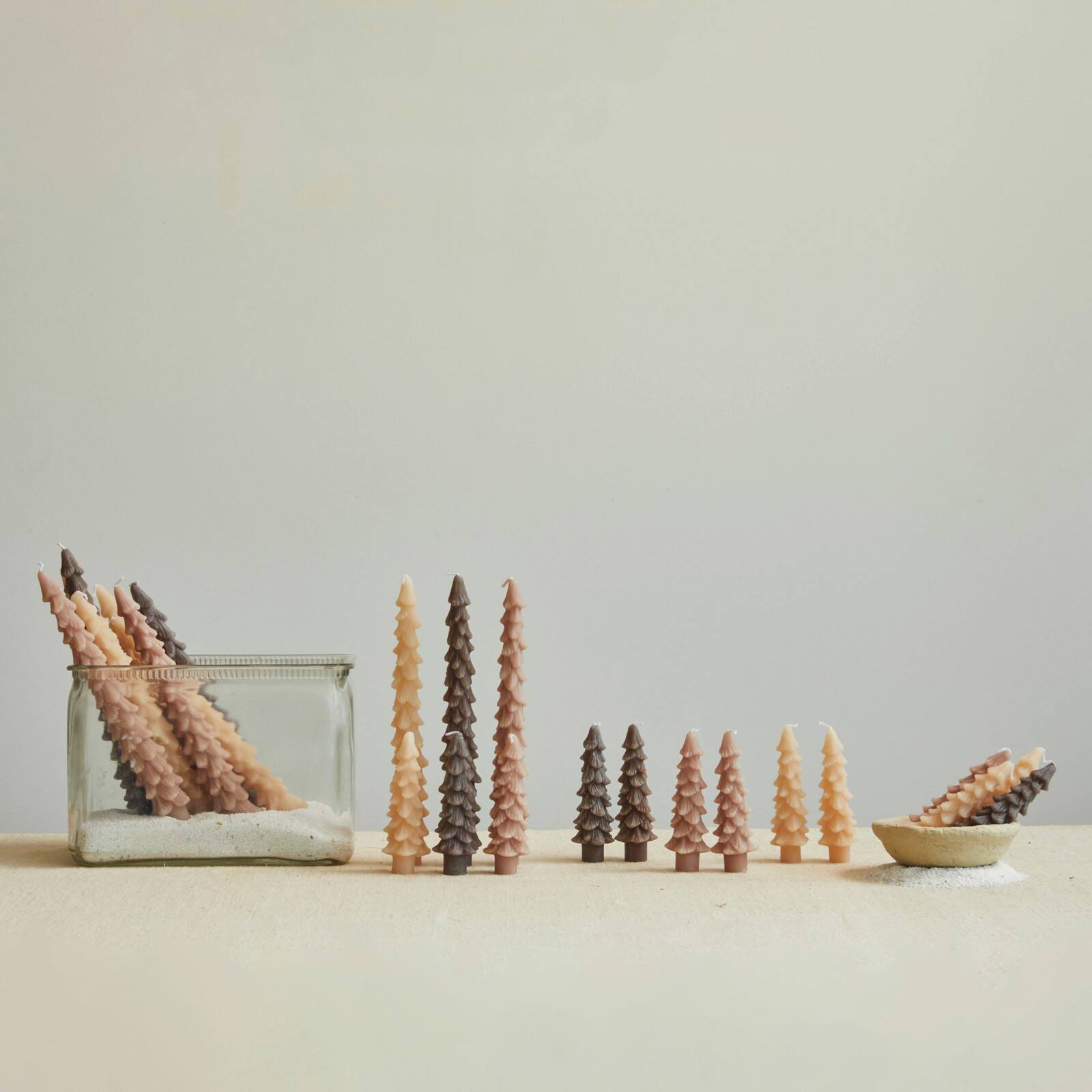 Hello Honey 10" Khaki Seasonal Silhouette Tree Shaped Taper Candles, 2ct.