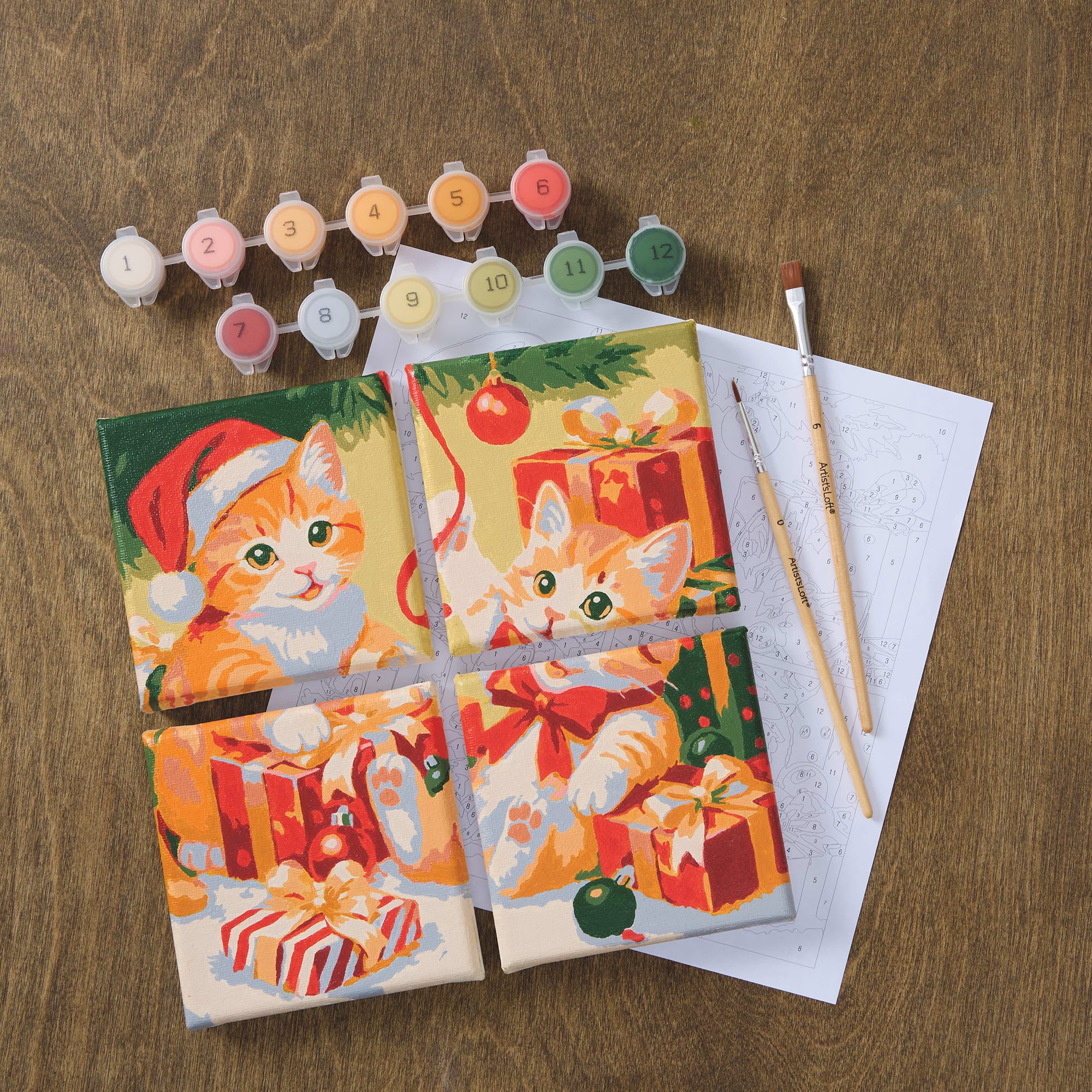 Christmas Kittens Paint-by-Number Gallery Mini Kit by Artist's Loft®