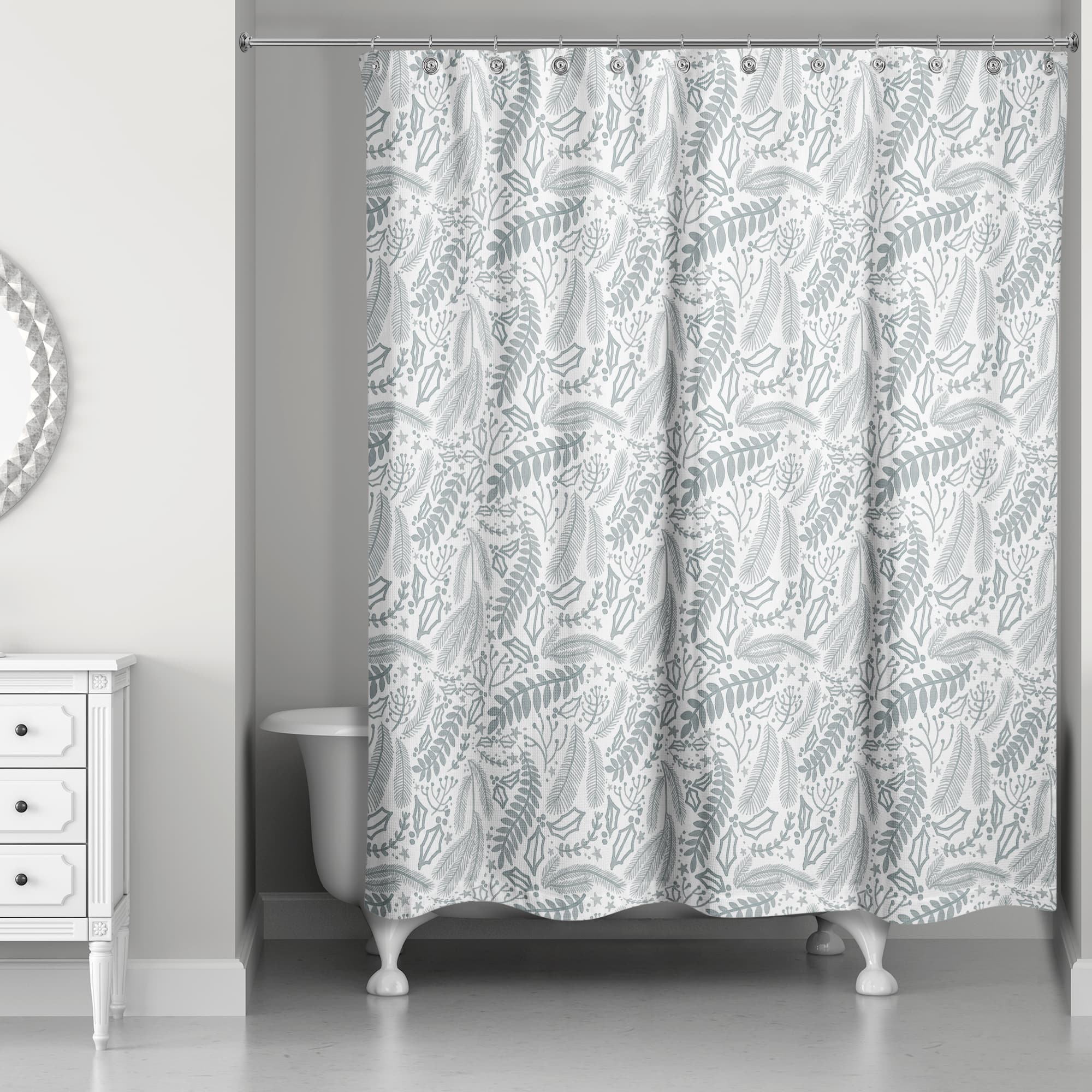 Green Winter Pattern 71" x 74" Shower Curtain