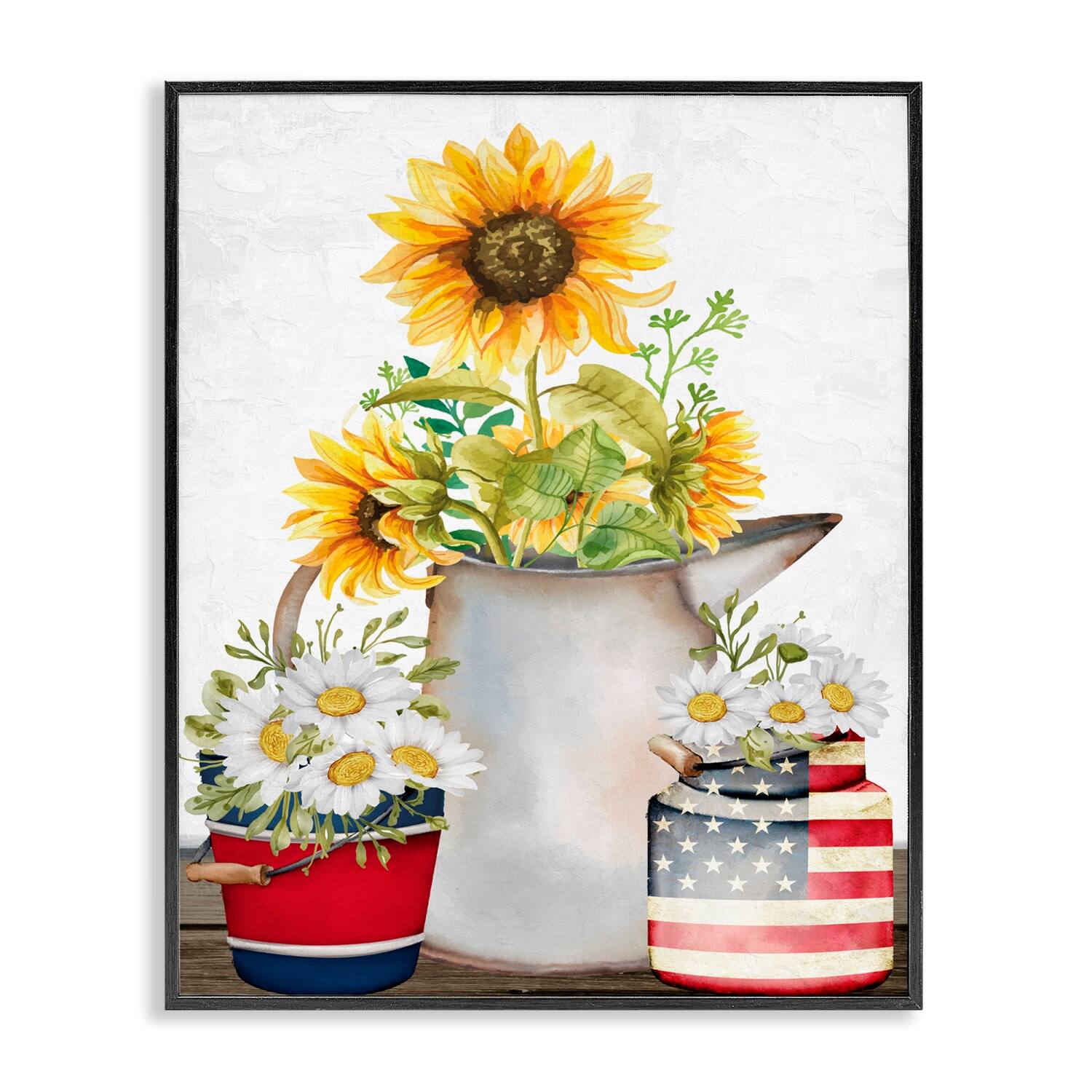 Stupell Industries Americana Flower Bouquets Framed Giclee Art