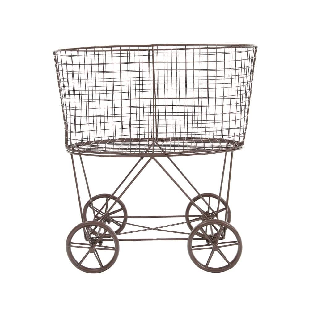 Hello Honey® 27" Vintage Reproduction Metal Laundry Basket on Wheels
