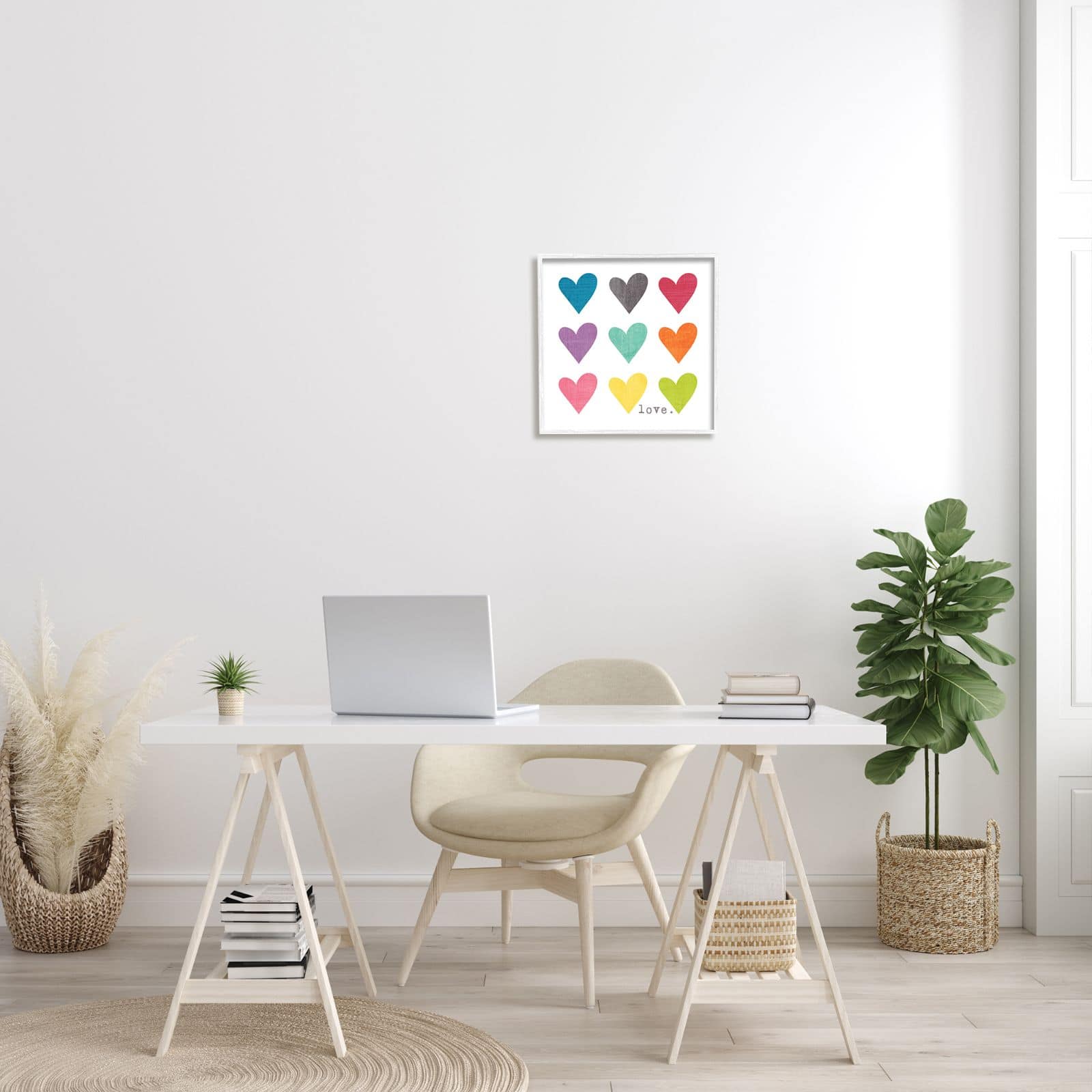 Stupell Industries Watercolor Cute Hearts Love Framed Wall Art