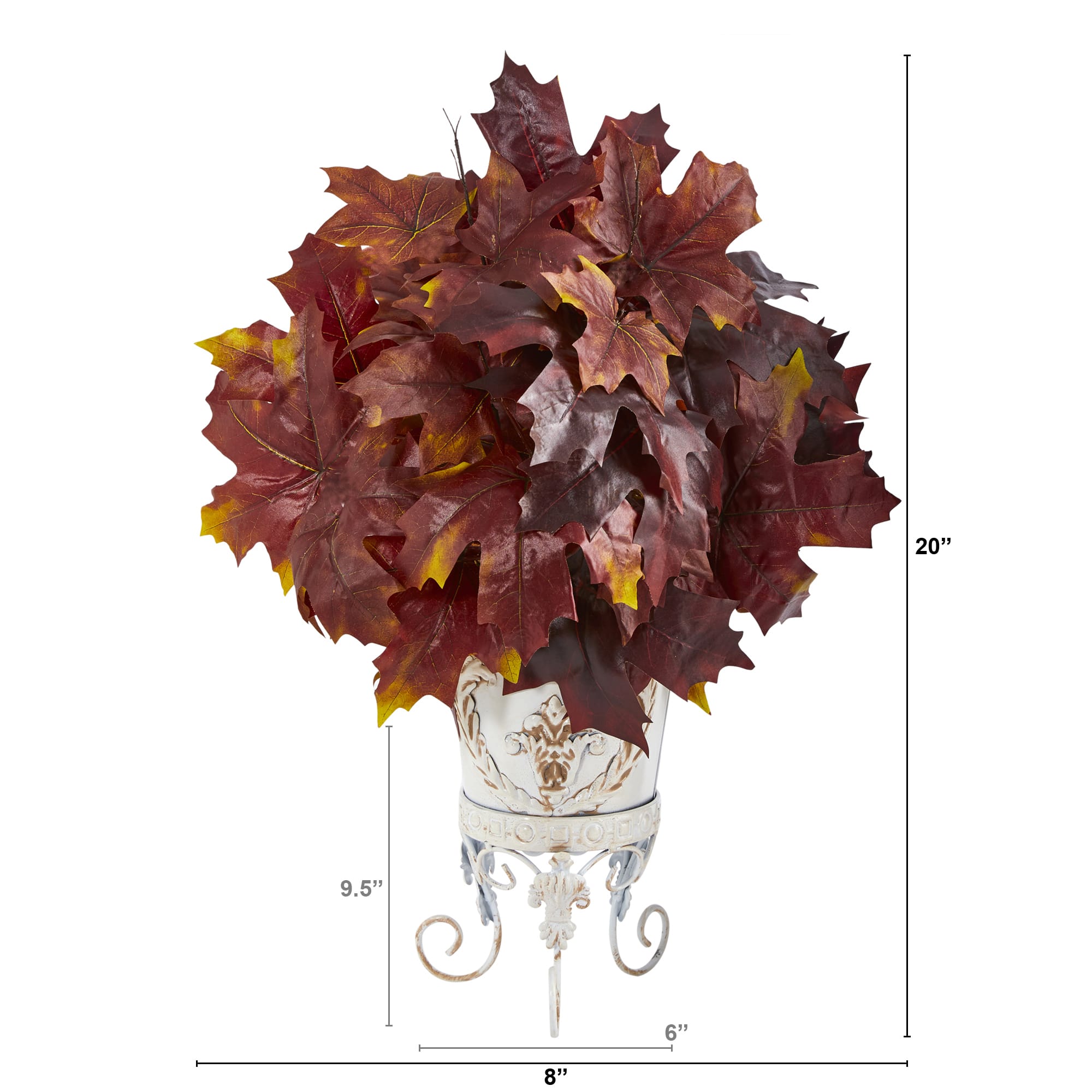 20" Autumn Maple Leaf Plant in Metal Planter