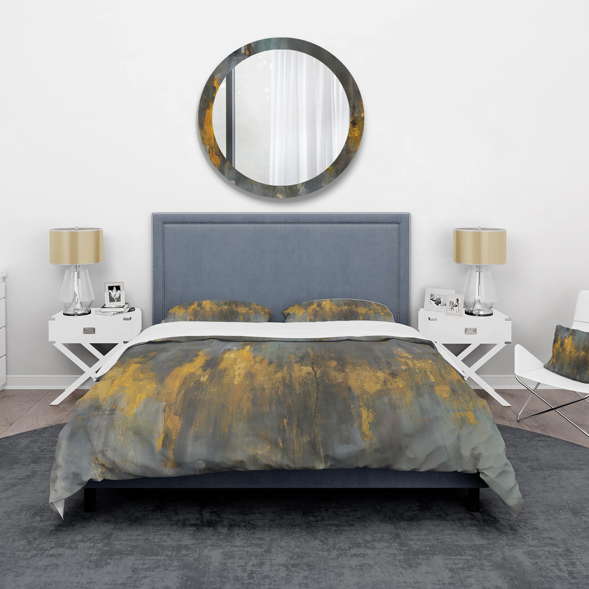 Designart 'Black and Gold Glam Abstract' Glam Bedding Set - Duvet Cover & Shams