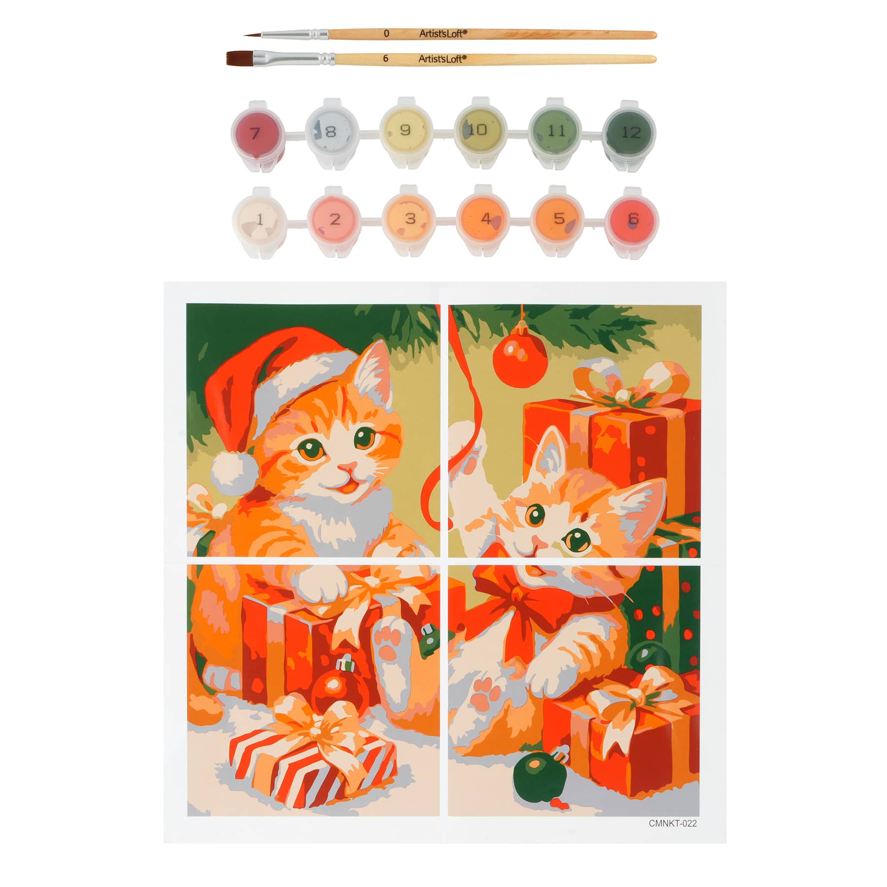 Christmas Kittens Paint-by-Number Gallery Mini Kit by Artist's Loft®