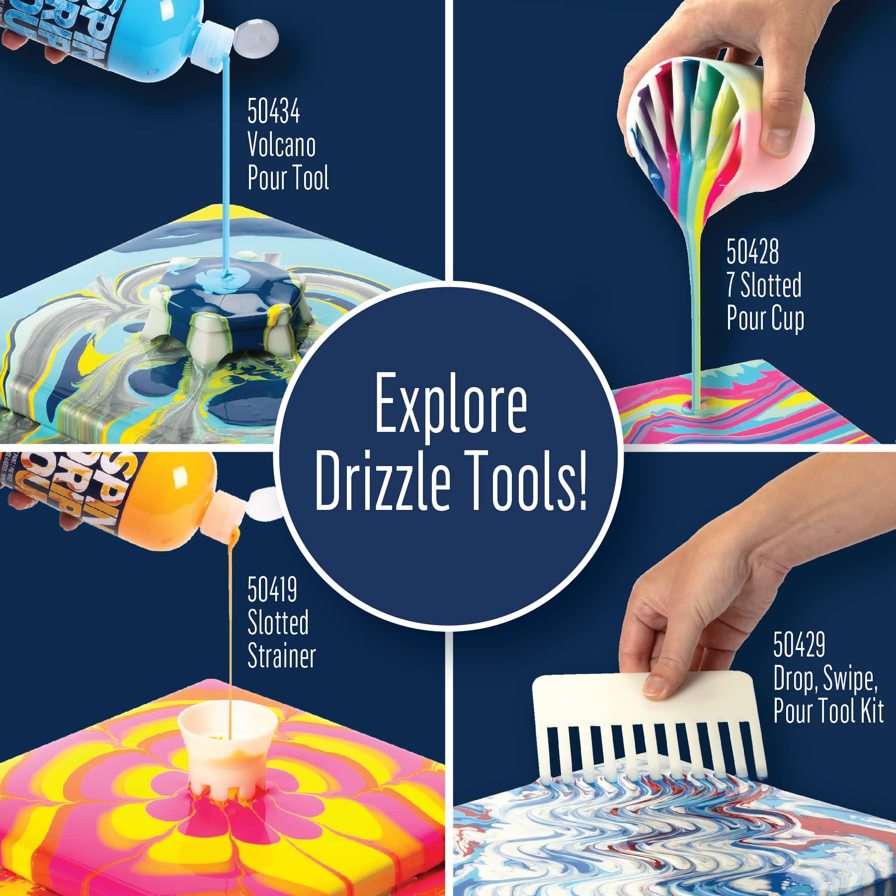 6 Pack: FolkArt® Drizzle™ Pre-Mixed Fluid Pouring Acrylic Paint, 17.6oz.