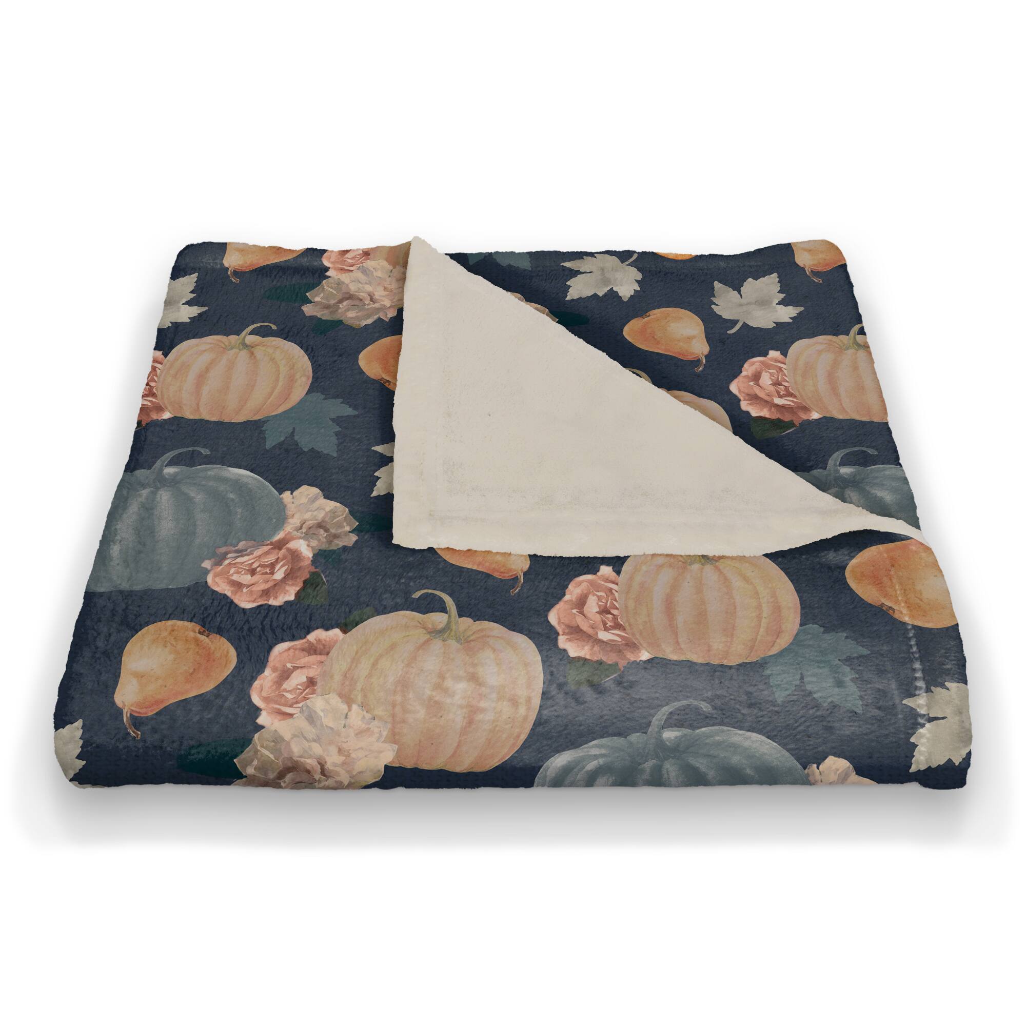 Sweet Harvest Pattern Blue Coral Fleece Blanket