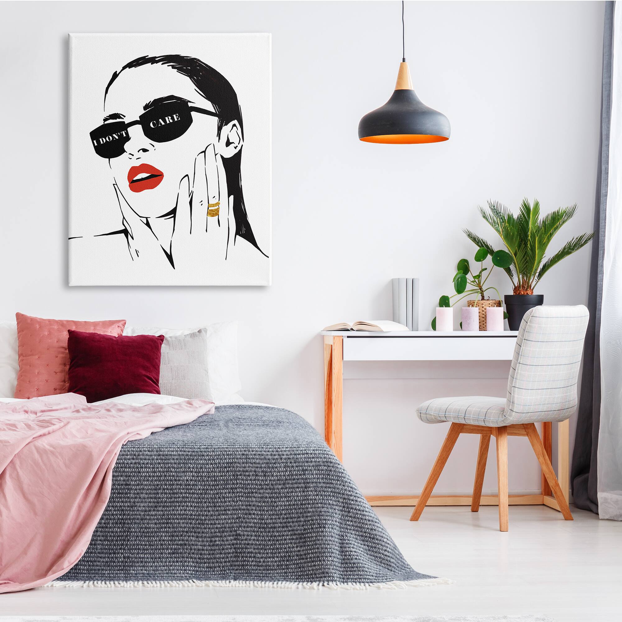 Stupell Industries I Don’t Care Shades Glam Fashion Female Portrait Canvas Wall Art