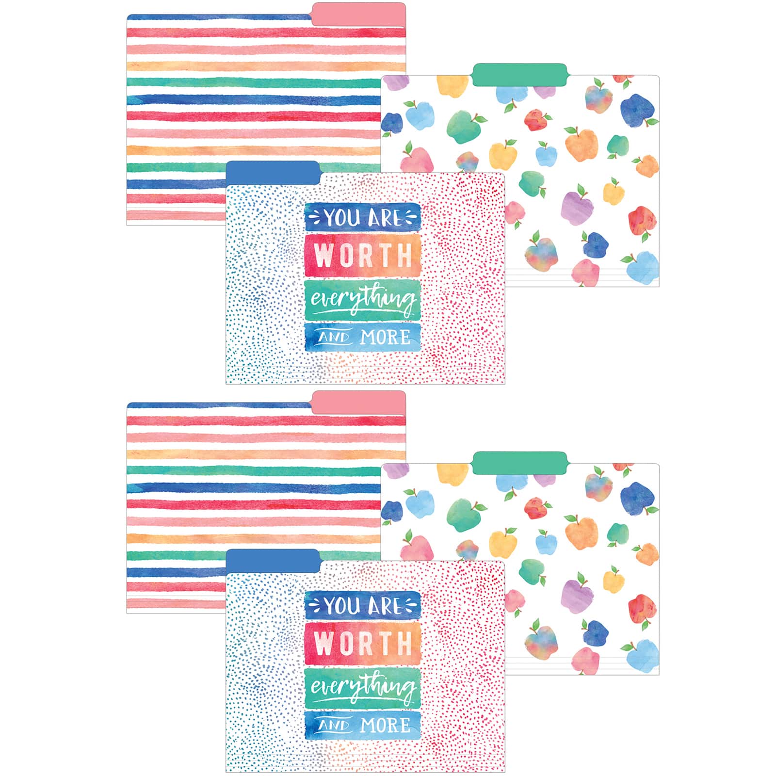 Teacher Created Resources Watercolor File Folders, 2 Packs of 12