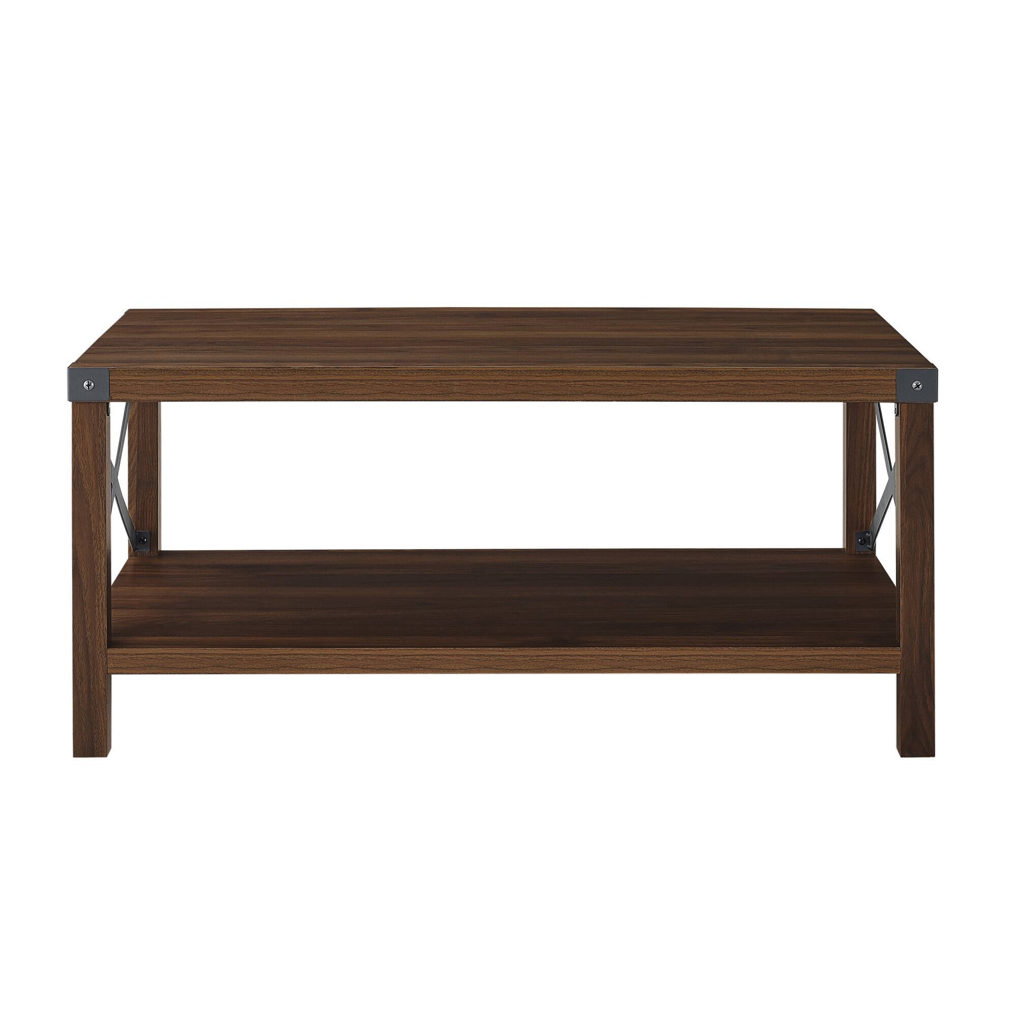 Dark Walnut Metal X Rustic Wood Coffee Table