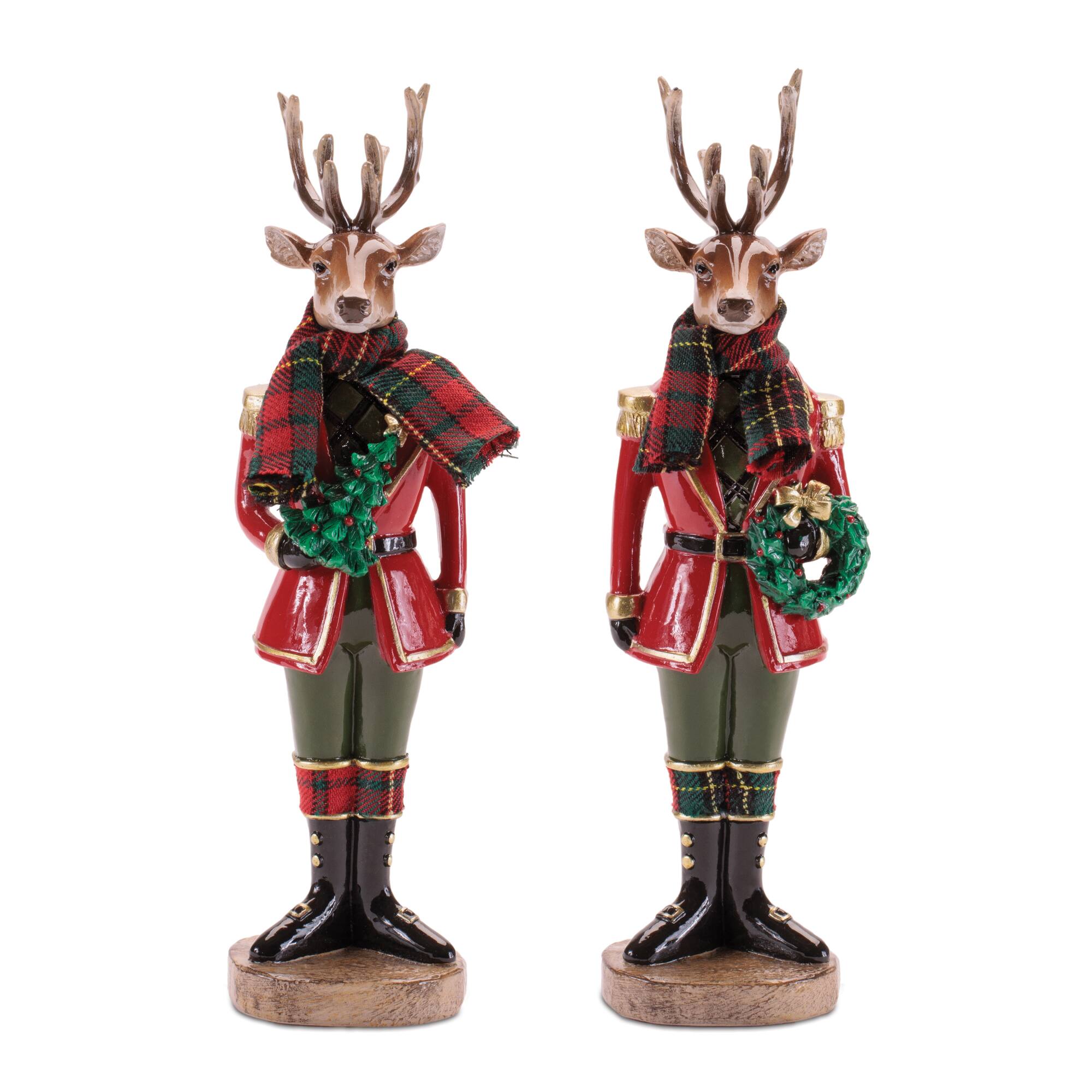 Melrose 10.75" Plaid Deer Nutcracker Figurines Set