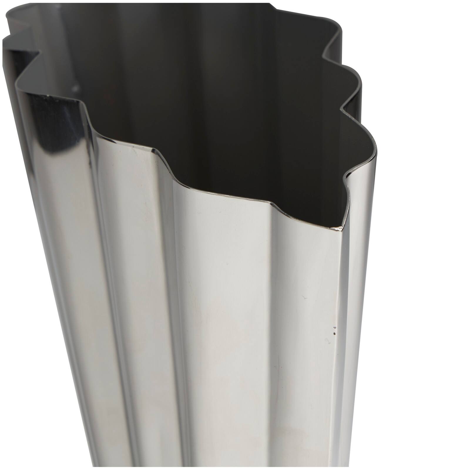 12" Silver Stainless Steel Vase with Zig Zag Edging
