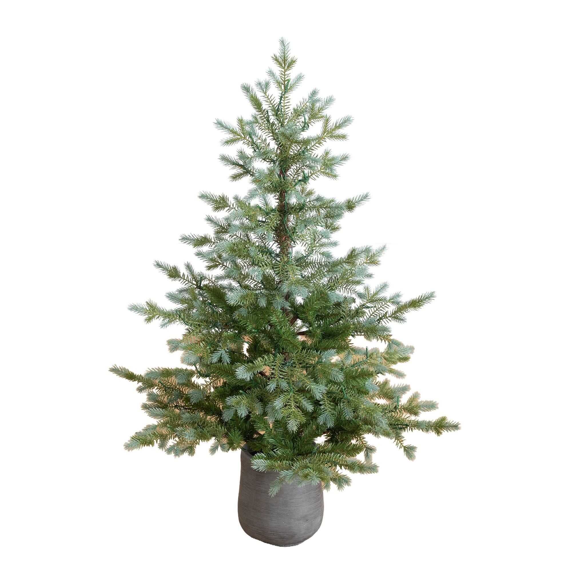 Nearly Natural 4ft. Pre-Lit Artificial Christmas Tree in Gray Ceramic Planter