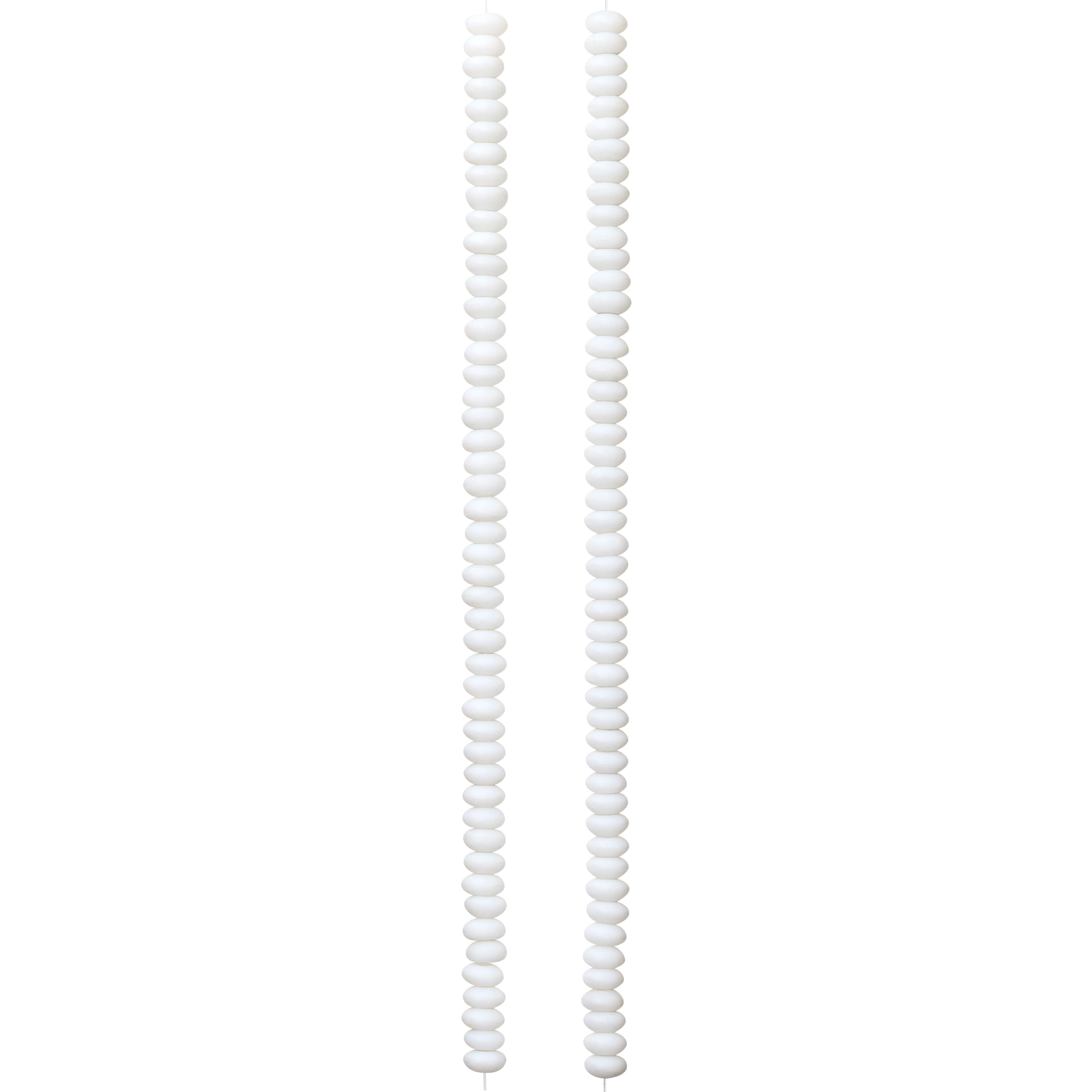 12 Pack: White Glass Rondelle Beads, 6mm by Bead Landing™