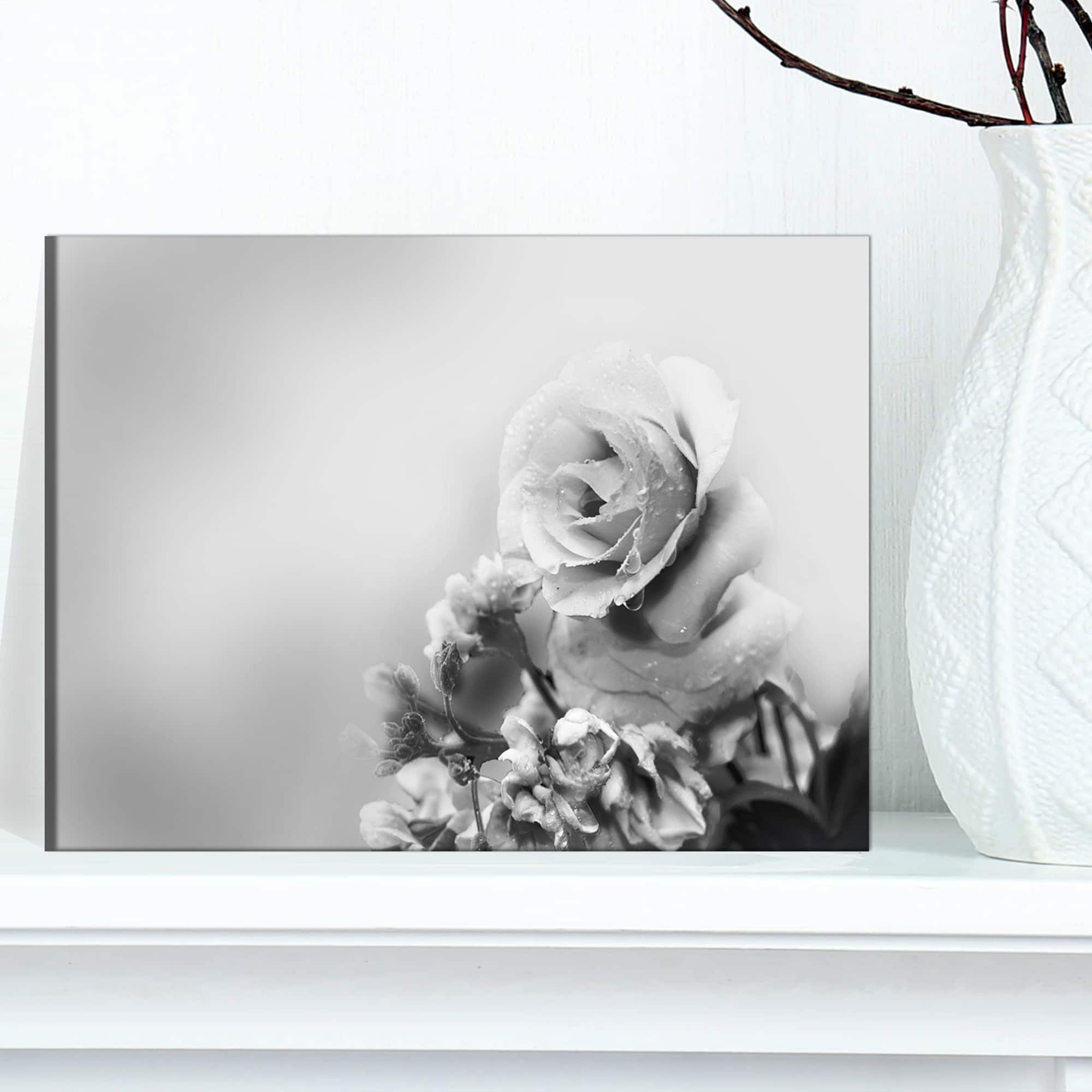 Designart - Black and White Rose in Spring