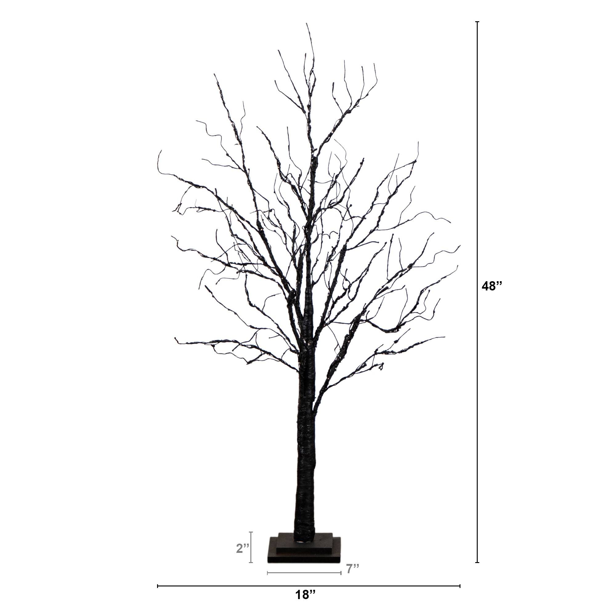 4ft. Pre-Lit Halloween Black Twig Artificial Tree with 180 Orange & Purple LED Lights