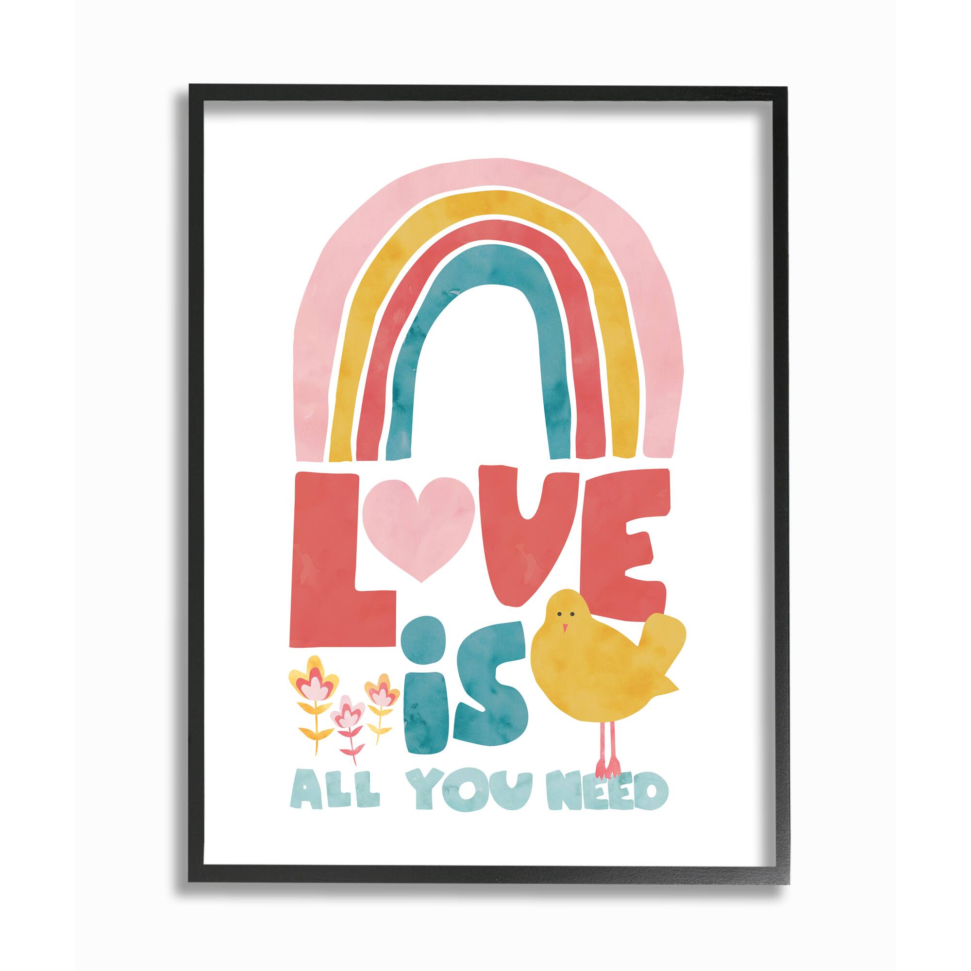 Stupell Industries Rainbow Love is All You Need Wall Accent with Black Frame
