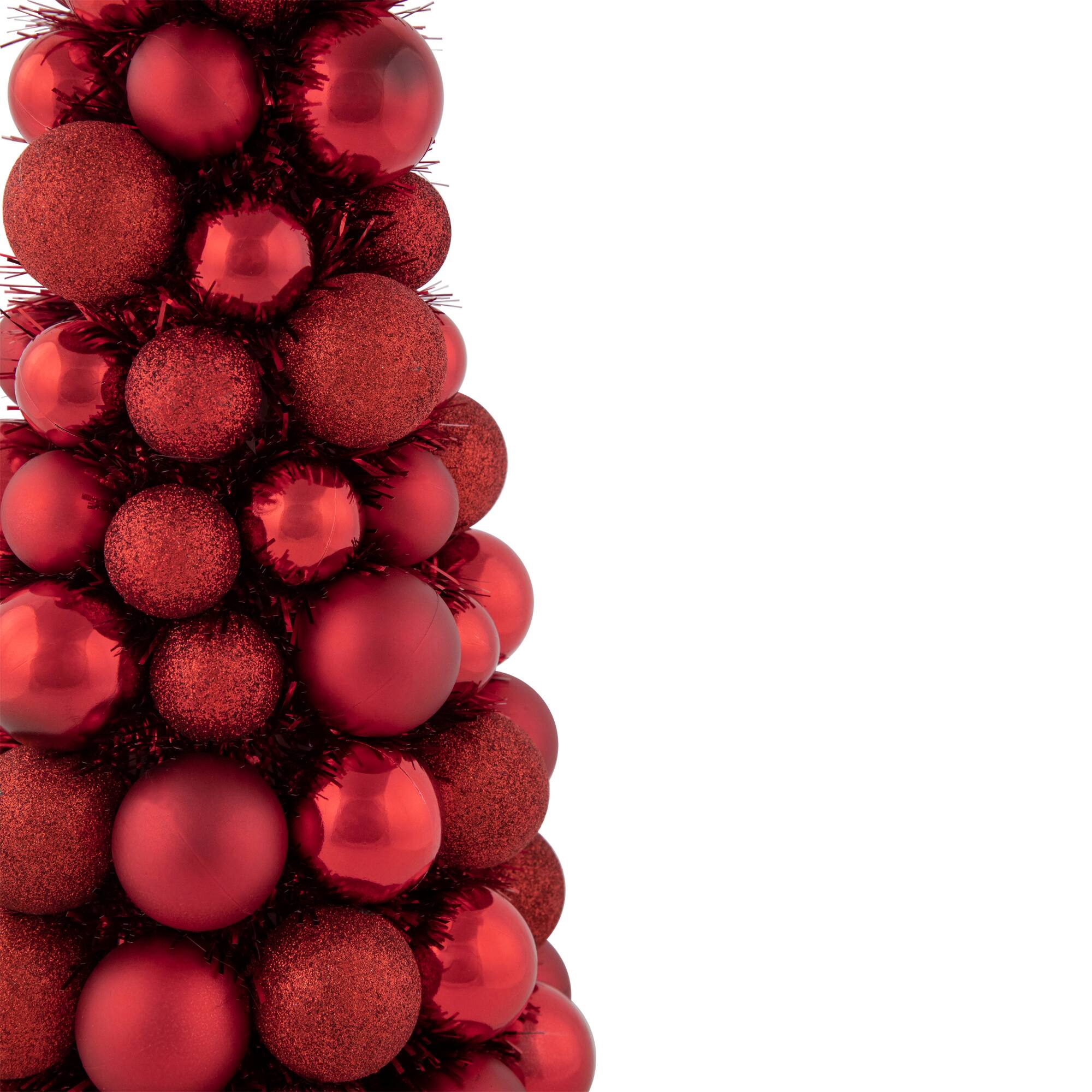 15.75" 3-Finish Shatterproof Ball Christmas Tree with Tinsel