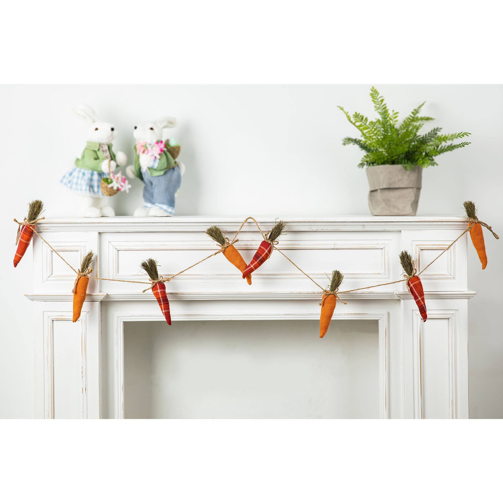 Glitzhome® Easter Burlap Carrots Garland