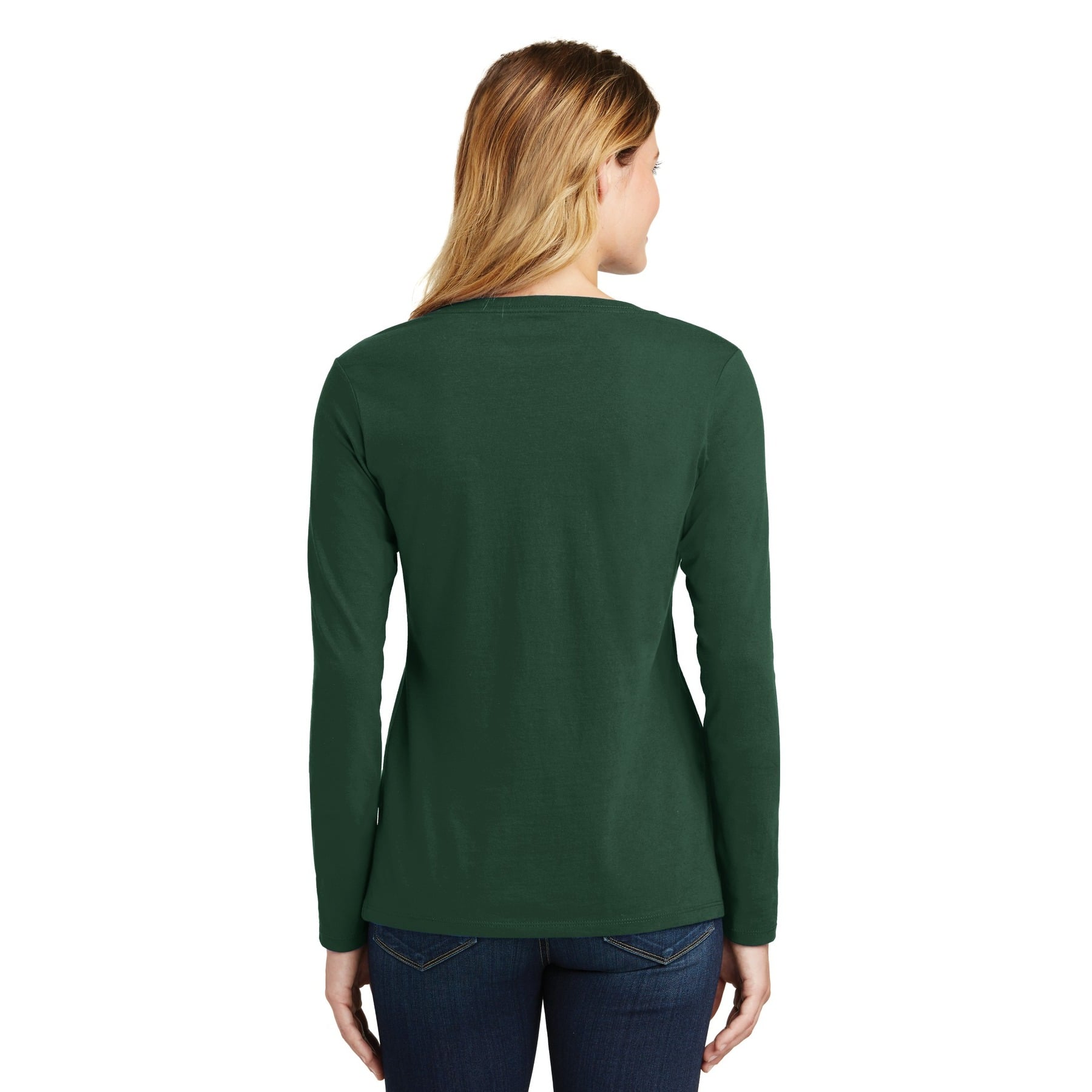 Port & Company® Fan Favorite™ Colors Long Sleeve Ladies V-Neck T-Shirt