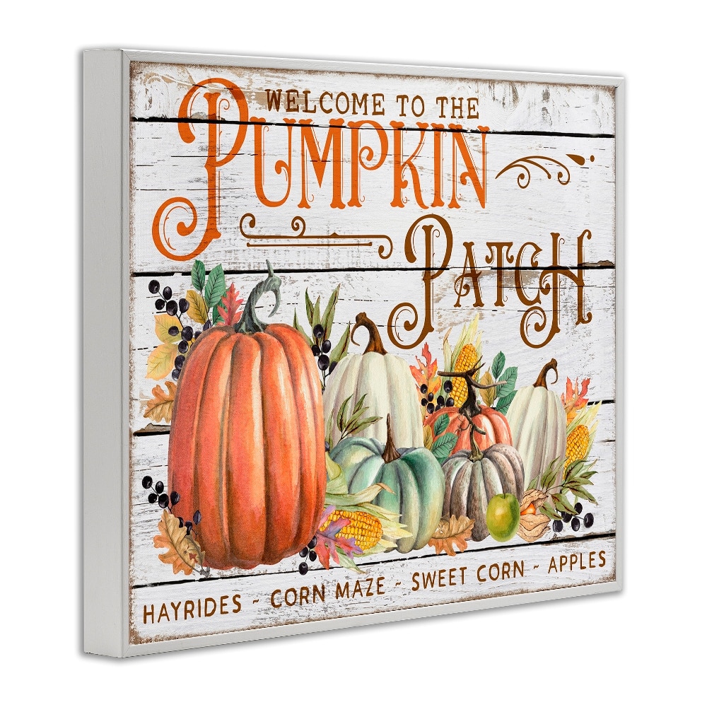 Stupell Industries Welcome Pumpkin Patch Framed Giclee Art