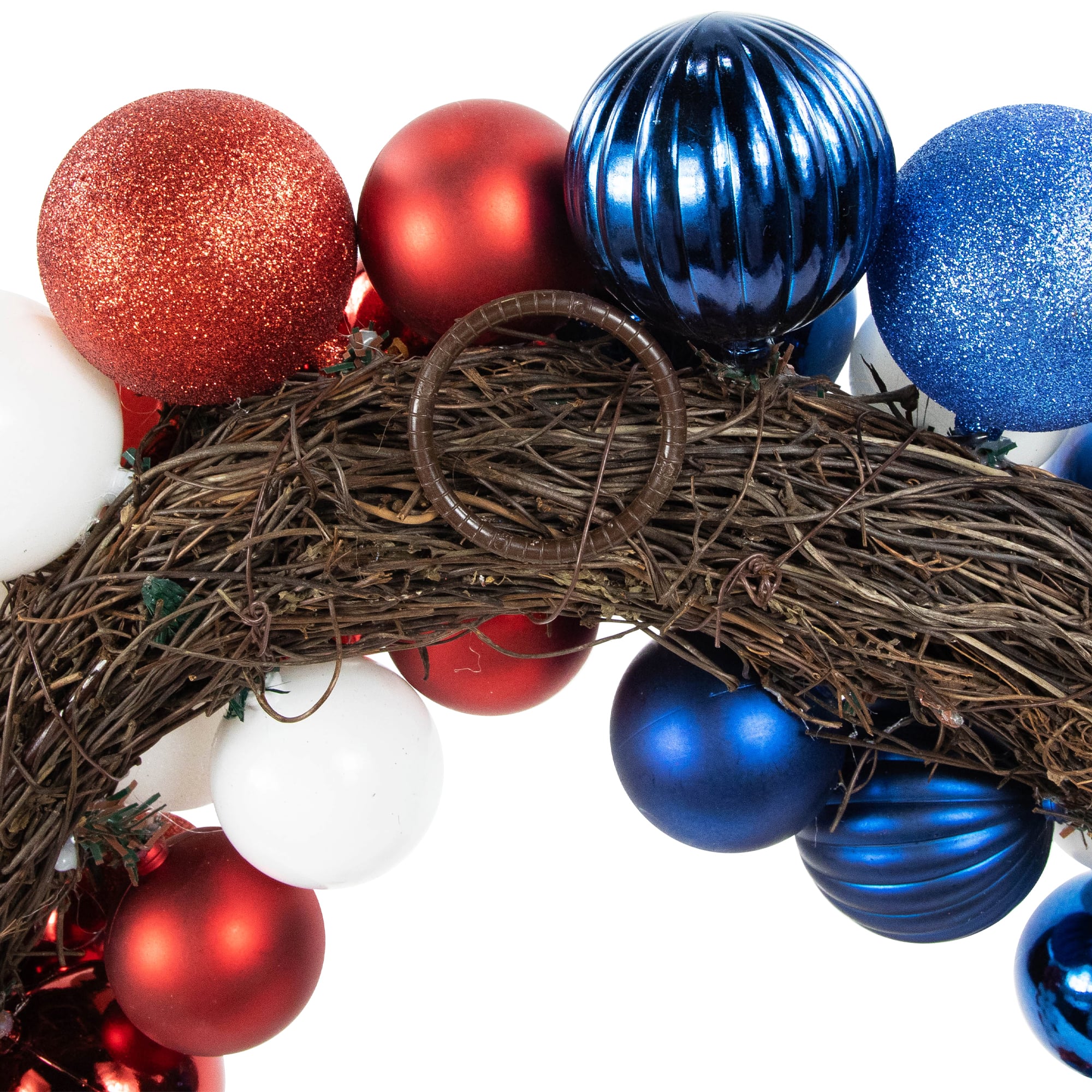 22" Red, white & Blue Glittered Patriotic Ornament Wreath