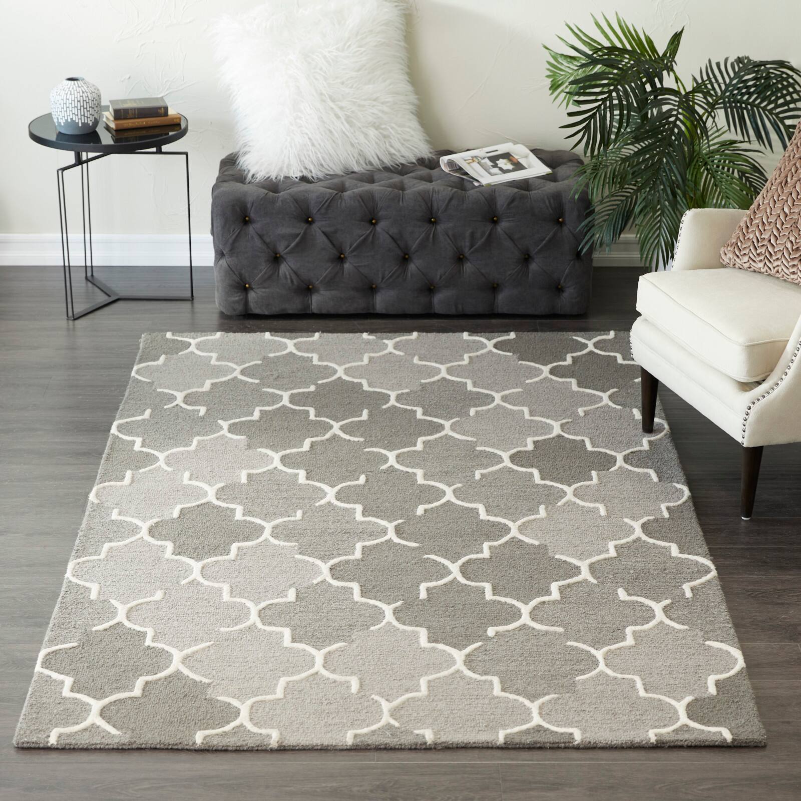 Gray Wool Modern Hand Hooked Rug, 5ft. x 8ft.