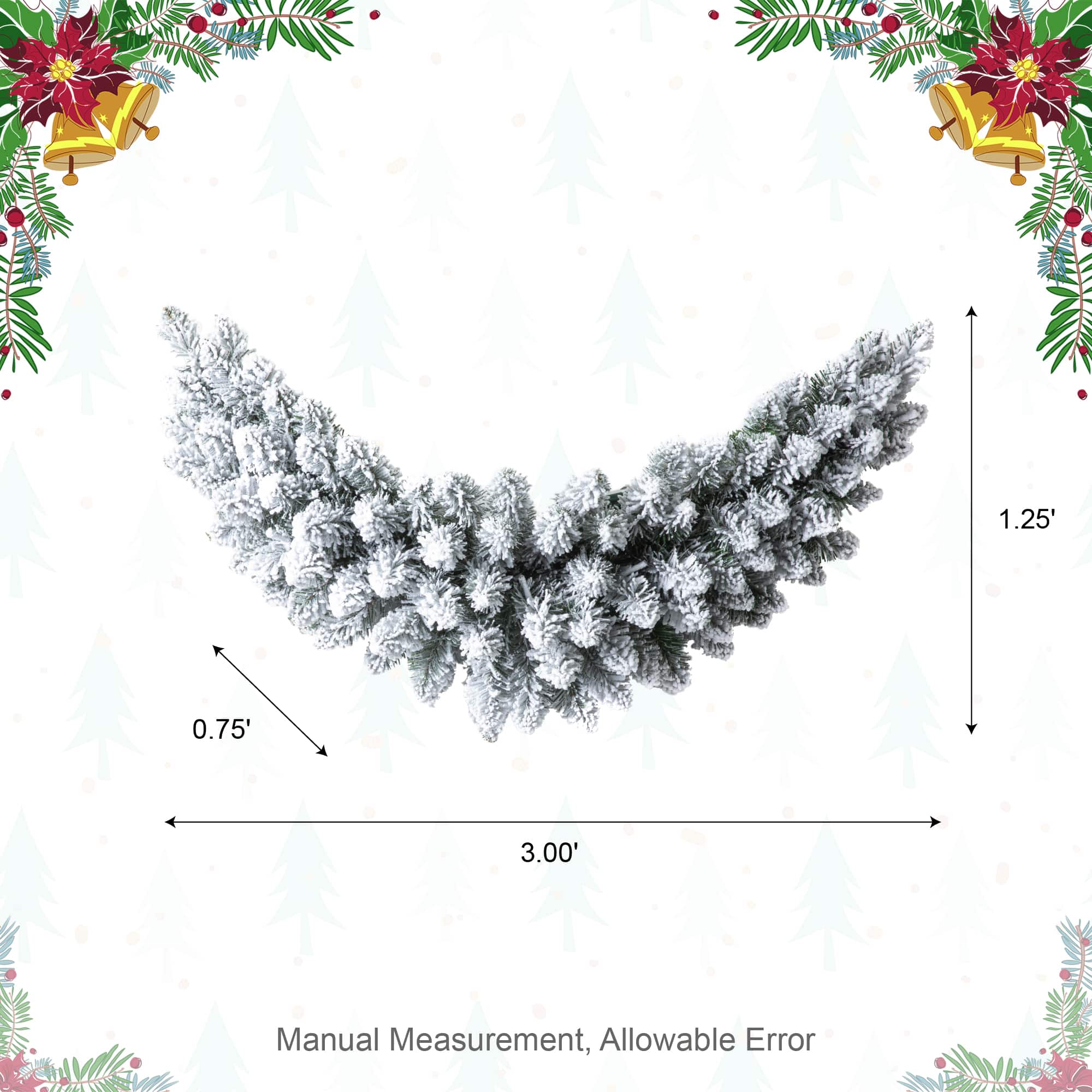 Glitzhome® 36" Pre-Lit Snow Flocked Christmas Swag with LED Lights