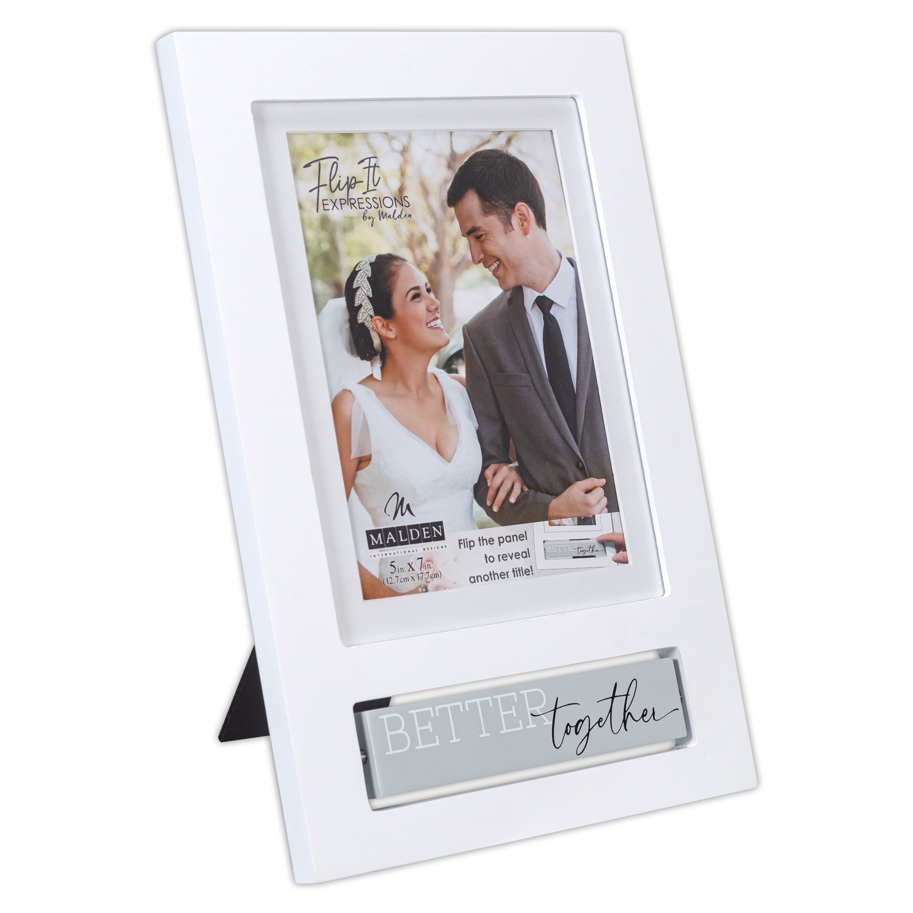 Malden International Designs Happily Ever After White 5" x 7" Flip It Frame