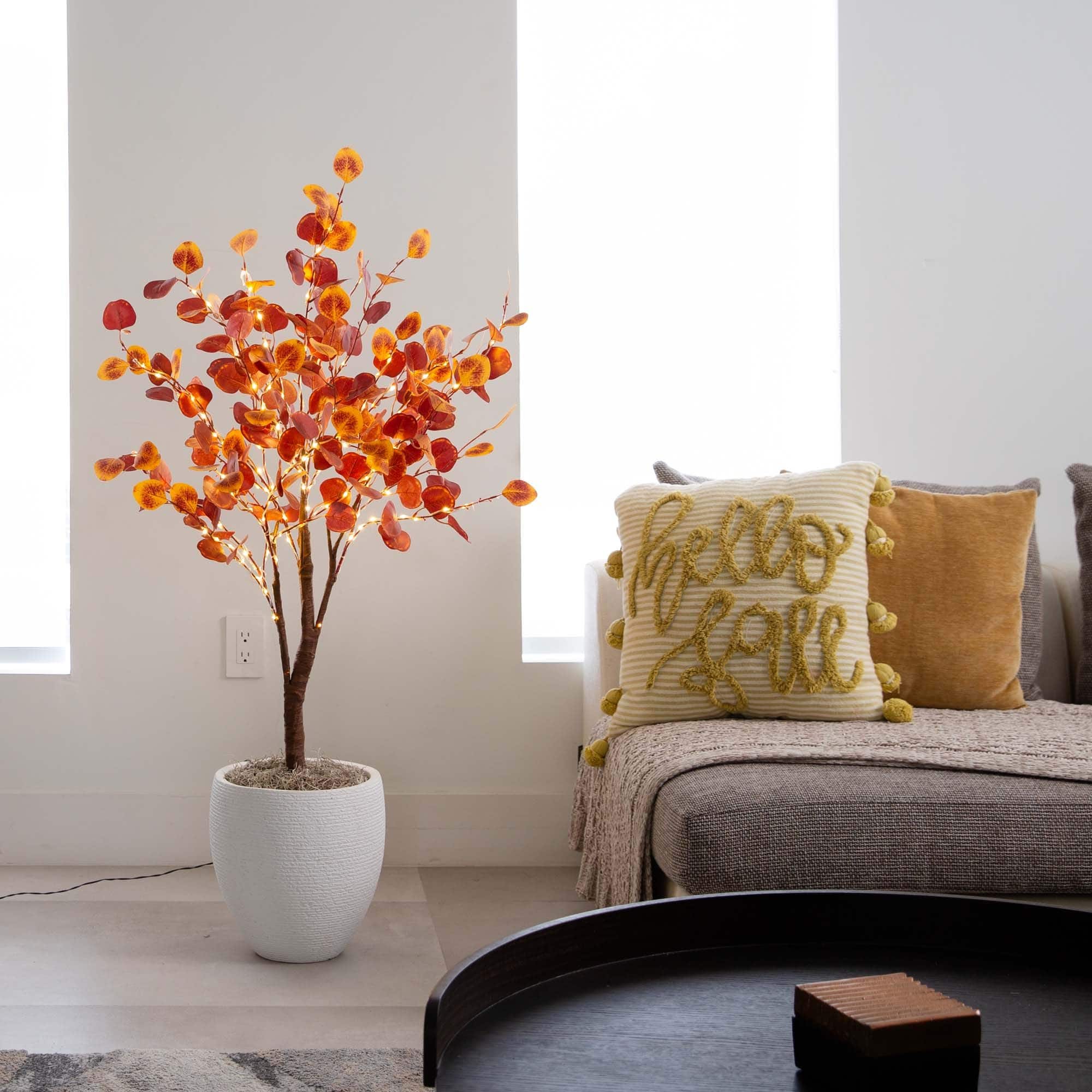4ft. Pre-Lit LED Autumn Eucalyptus Artificial Fall Tree