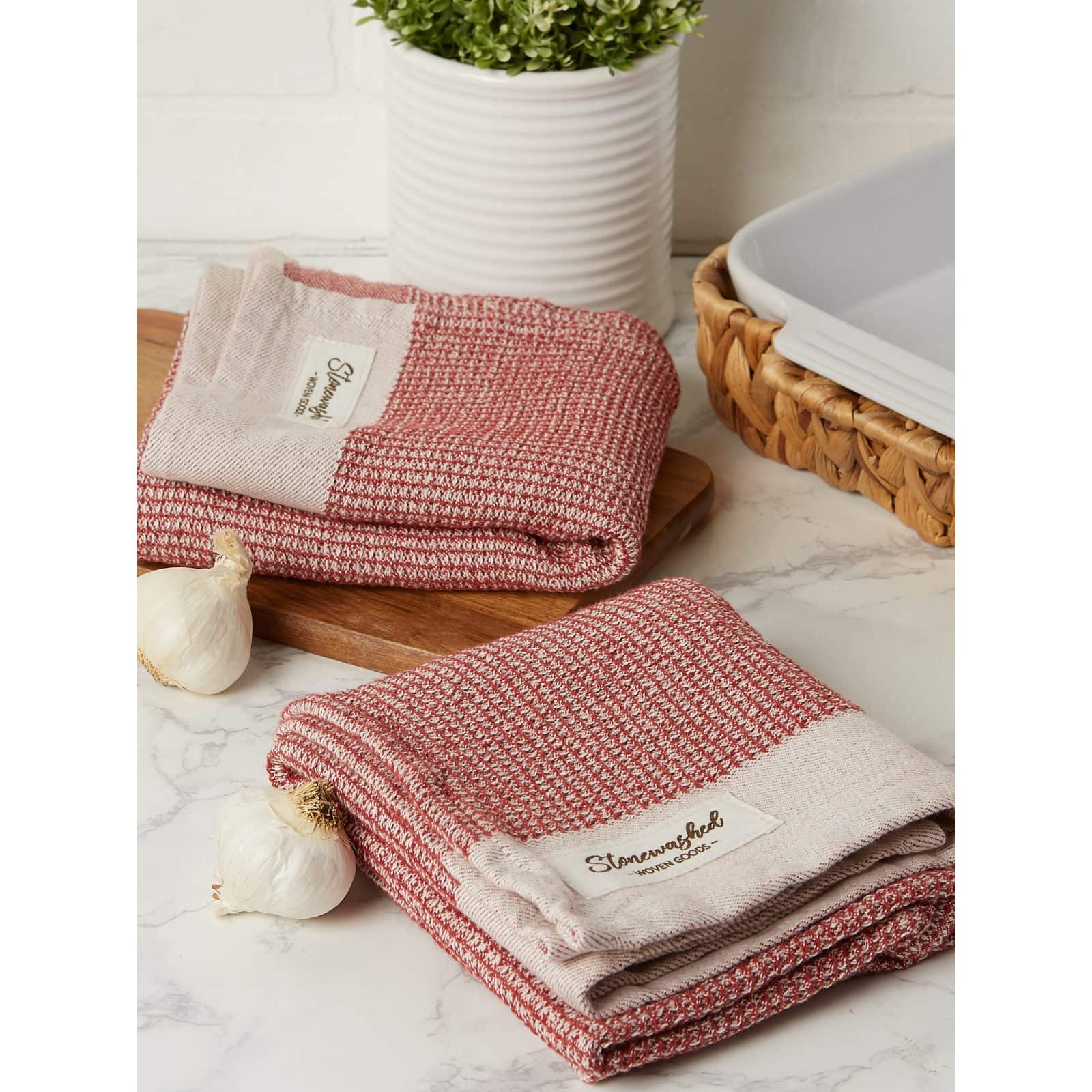 DII® Marsala Washed Waffle Woven Dishtowel, 2ct.