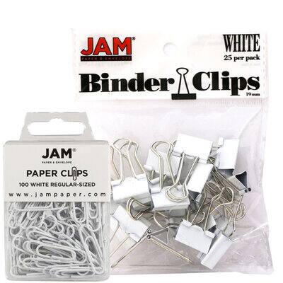 JAM Paper Desk Essentials Paper Clips & Binder Clips Kit, Color: White ...