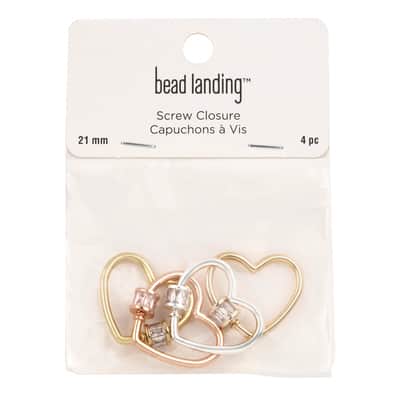 21mm Mixed Heart-Shaped Screw Closures, 4ct. by Bead Landing™ image