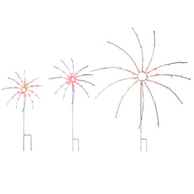 Patriotic LED Light Up Fireworks Lawn Décor, 3ct. | Michaels