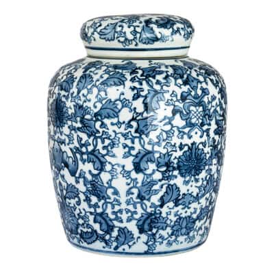【極美品✨】ペンローズ フローラル柄 パターン柄 ジャガード 白青 光沢 英国製 Hello Honey® 8'' Blue & White Ceramic Ginger Jar with Lid | Michaels