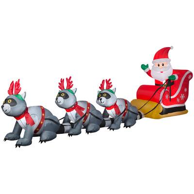 13ft. Airblown® Inflatable Christmas Giant Santa's Sleigh with Raccoons ...