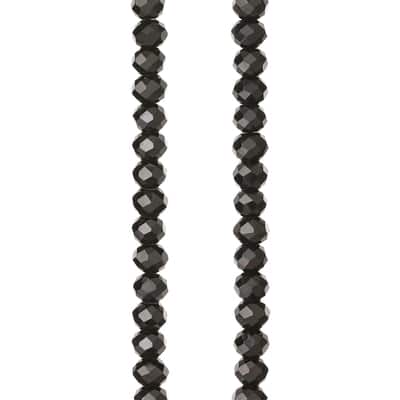 Jet Black Glass Faceted Rondelle Beads, 4mm by Bead Landing™ image