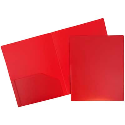 JAM Paper Heavy Duty Plastic 2 Pocket File Folder, Color: Red