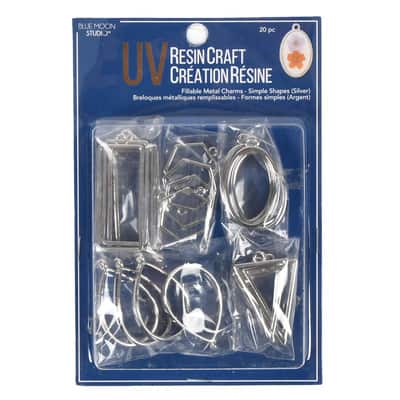 Blue Moon Studio™ UV Resin Craft Silver Simple Shapes Fillable Metal Charm Set