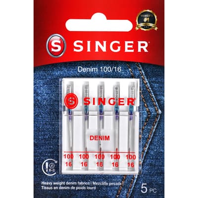 SINGER® Size 100/16 Denim Sewing Machine Needles, 5ct. image