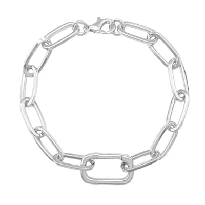 7.1" Silver Paperclip Link Charm Bracelet by Bead Landing™
