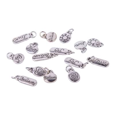 Rhodium-Coloured Words Charm Set by Bead Landing™ image